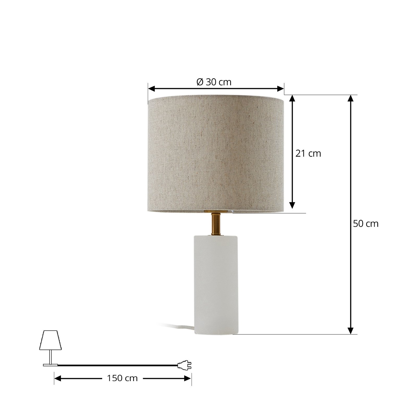 Stolní lampa Lindby alabastr, bílá/béžová, Ø 25 cm, mramor