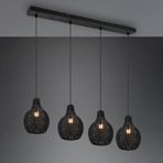 Sprout pendant light made of rattan, 4-bulb
