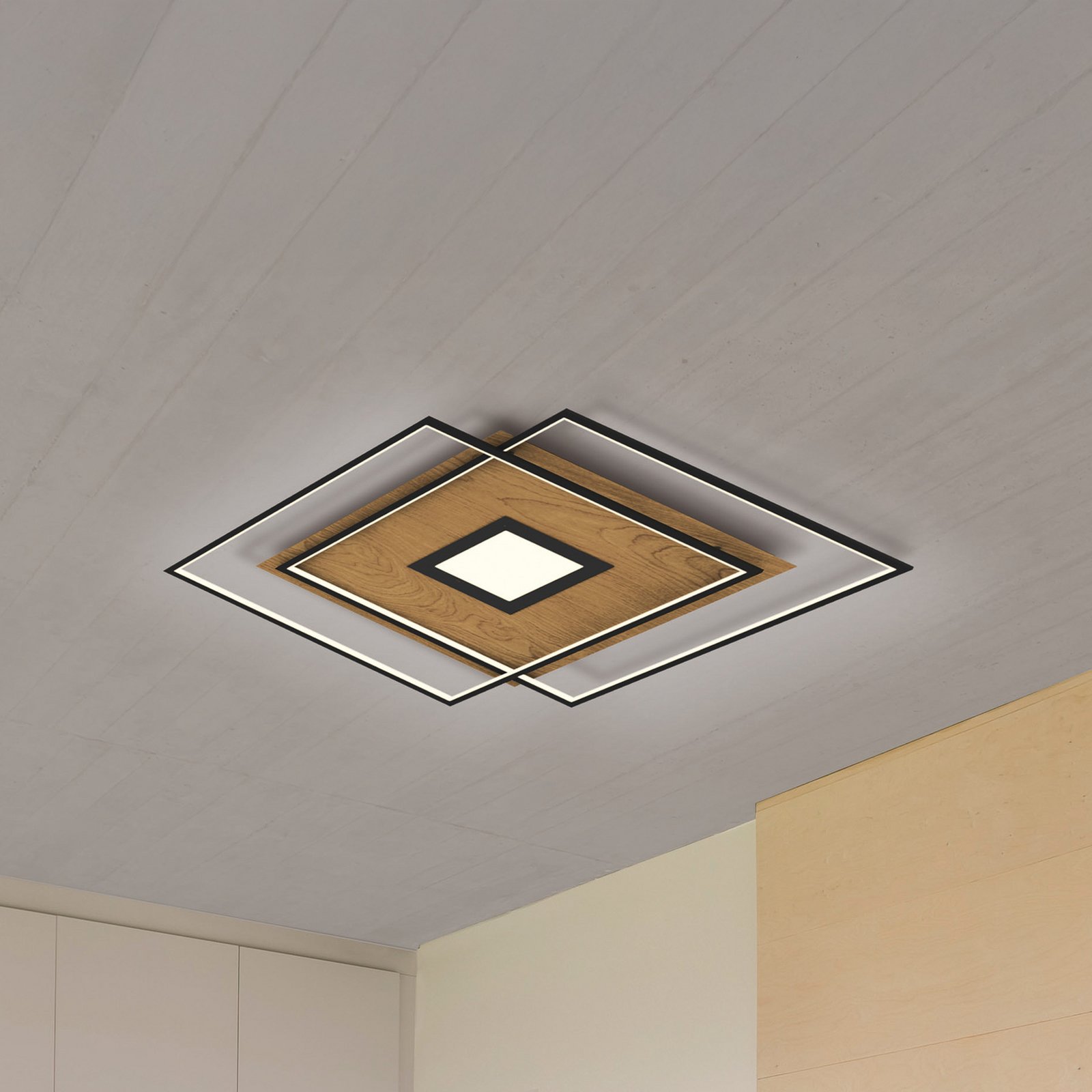 Paul Neuhaus Q-AMIRA LED-loftlampe, trælook