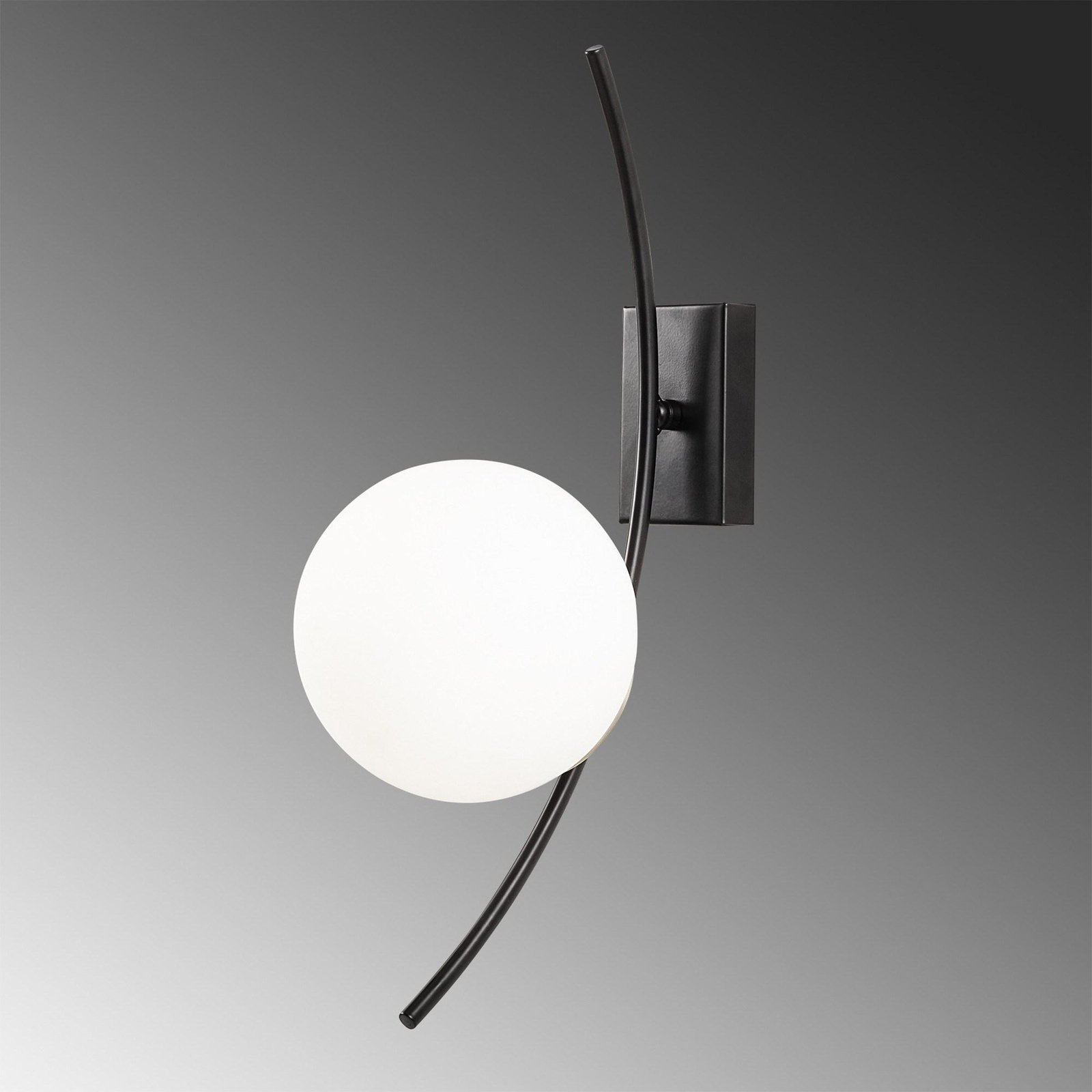 Hilal 3821 wall light, black, opal glass, height 44 cm