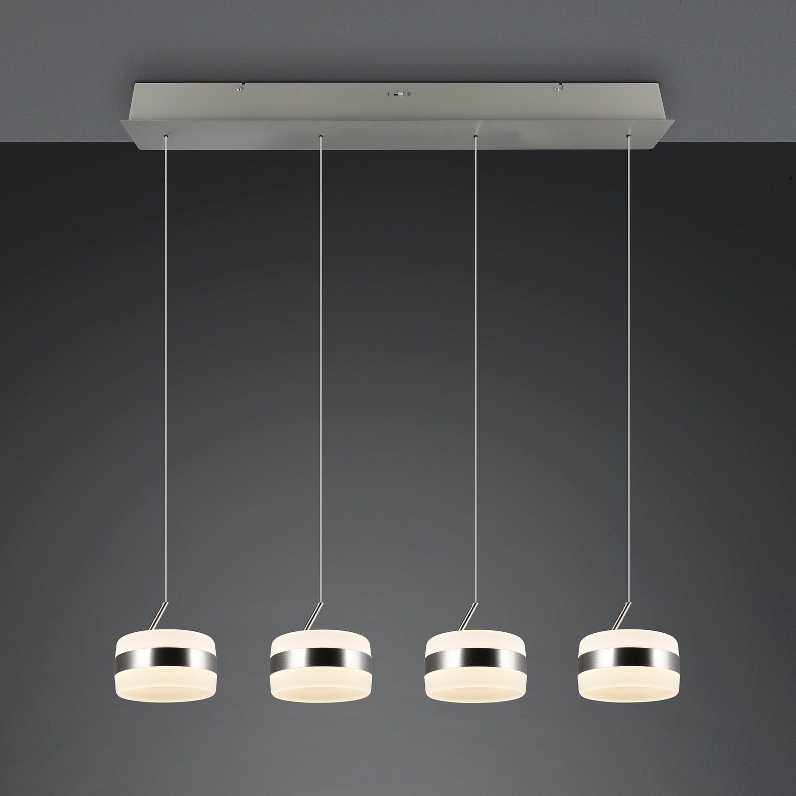 LED függő lámpa Dios, nikkel színű, hossza 85 cm, CCT, 4 izzós.