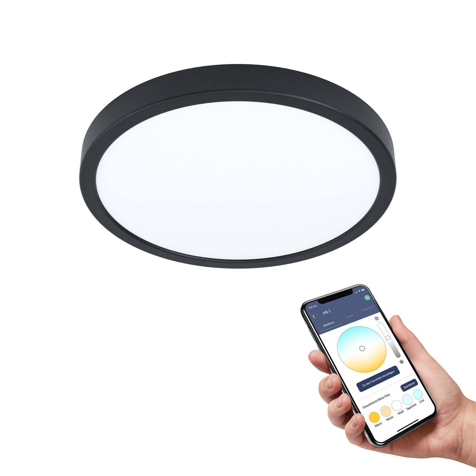 EGLO connect Fueva-Z Deckenlampe, Ø 28,5cm schwarz günstig online kaufen