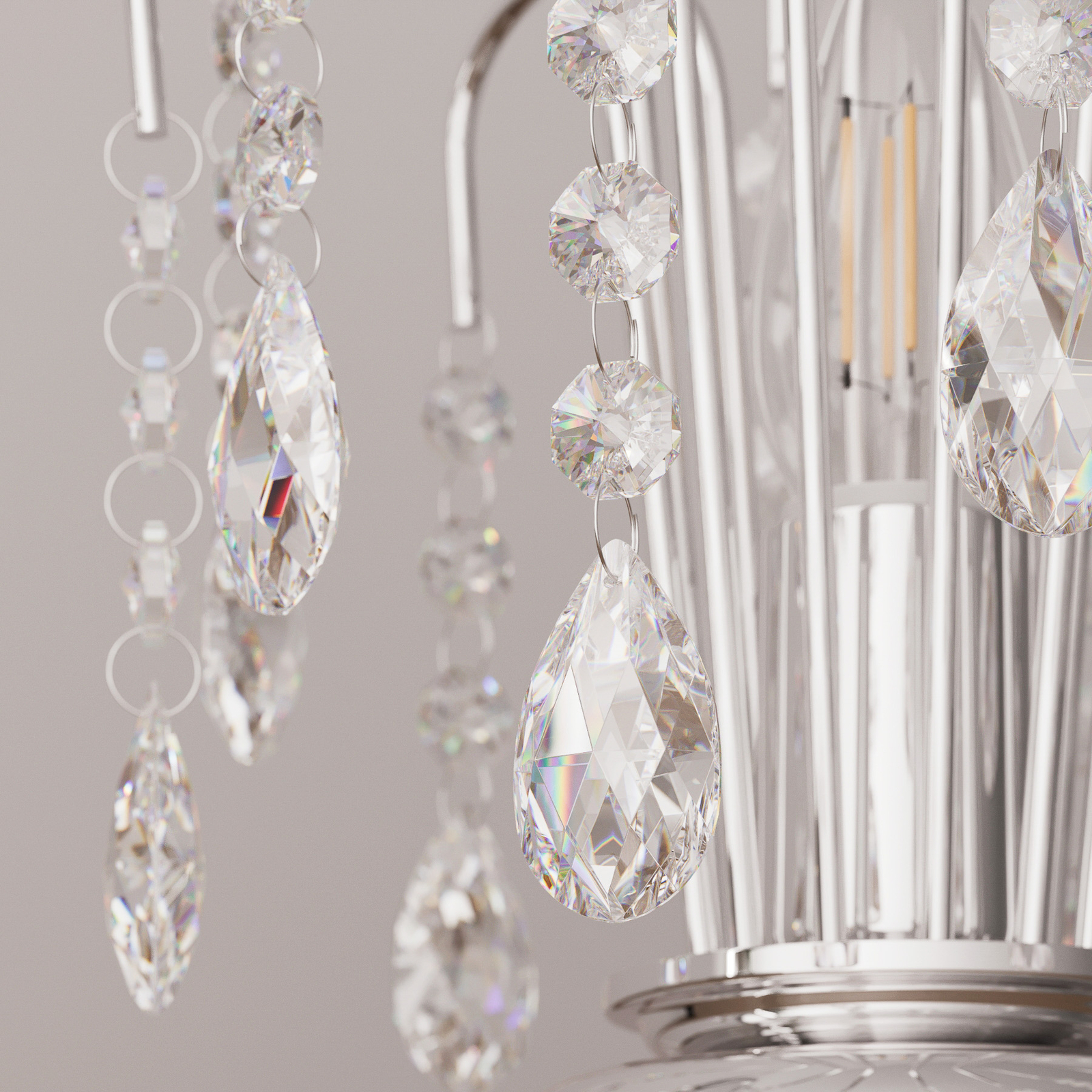 Tischlampe Pioggia mit Kristallregen, 26cm, chrom