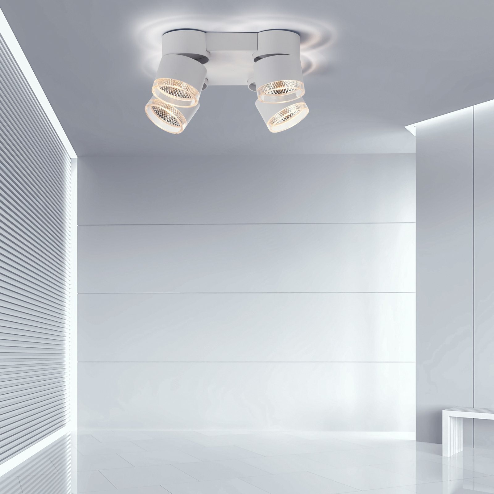 PURE Nola -LED-kattovalo, 4-lamppuinen, valkoinen