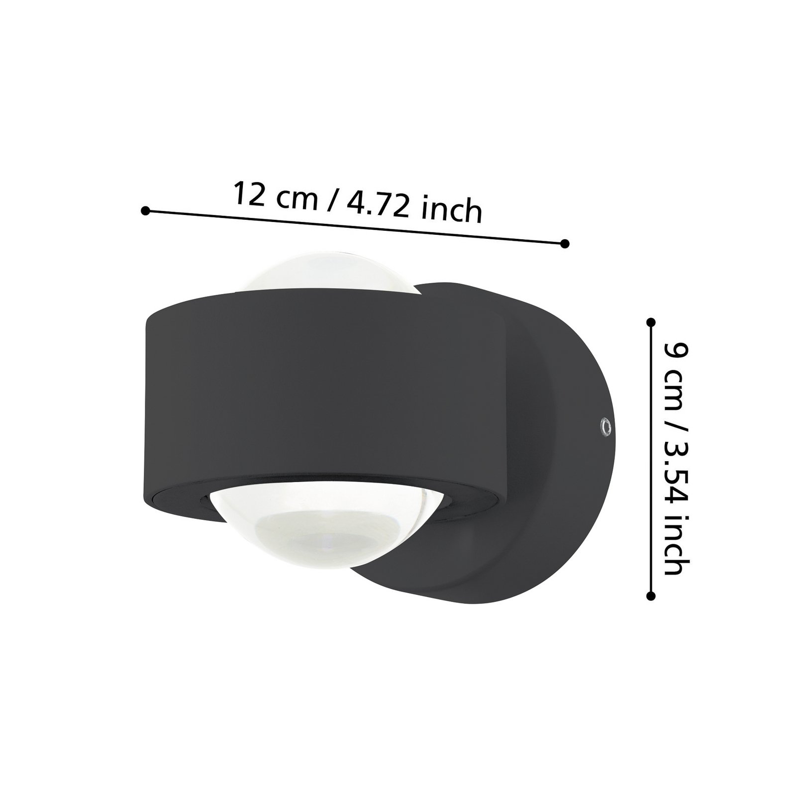 LED-Außenwandlampe Treviolo, schwarz Ausladung 12 cm, 2-flg.