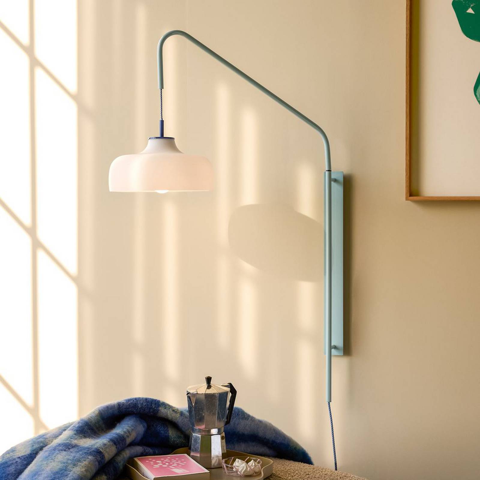 HÜBSCH Wandleuchte Current, hellblau, Ausladung 71 cm günstig online kaufen