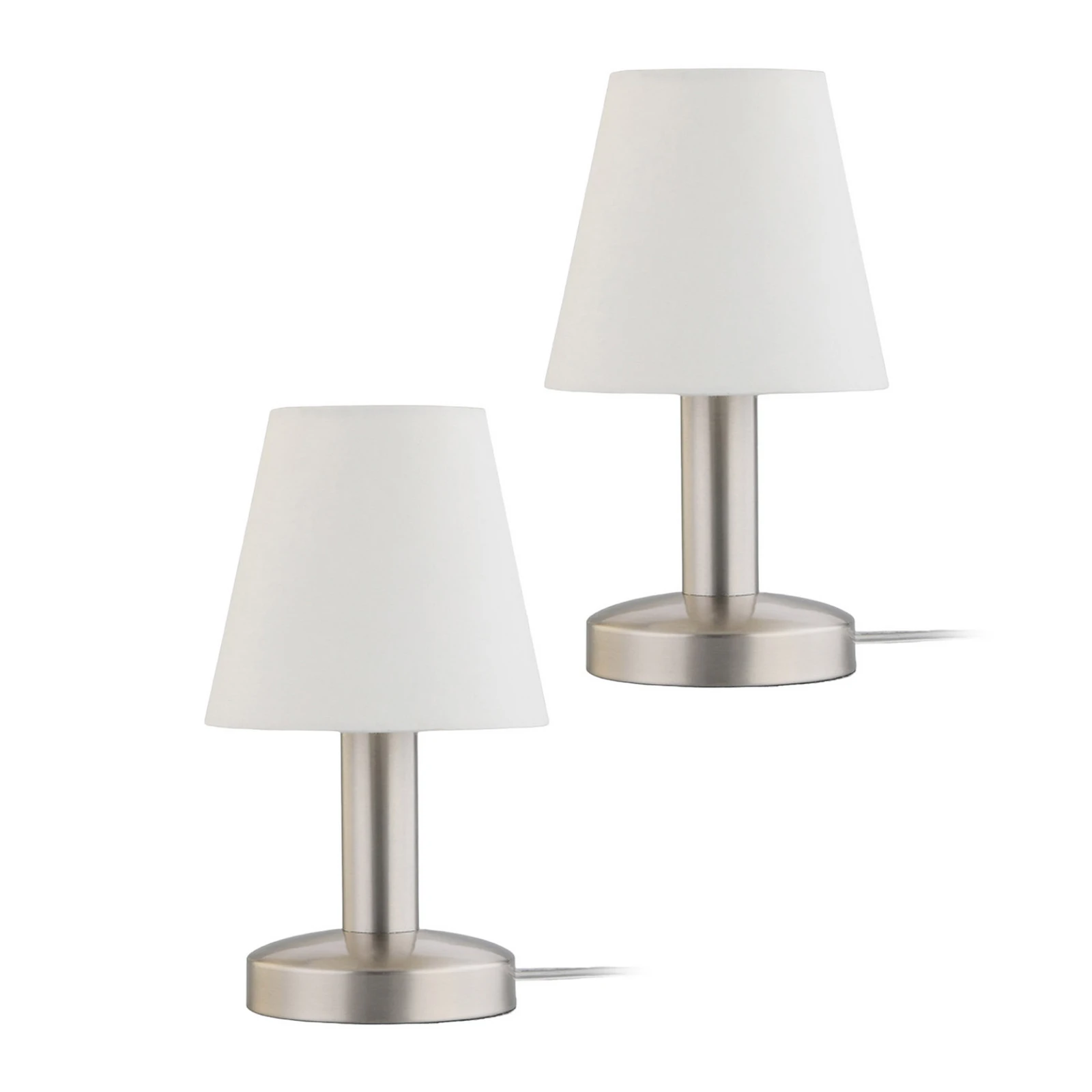 Nachttischlampe Hanno weißer Textilschirm 2er-Set