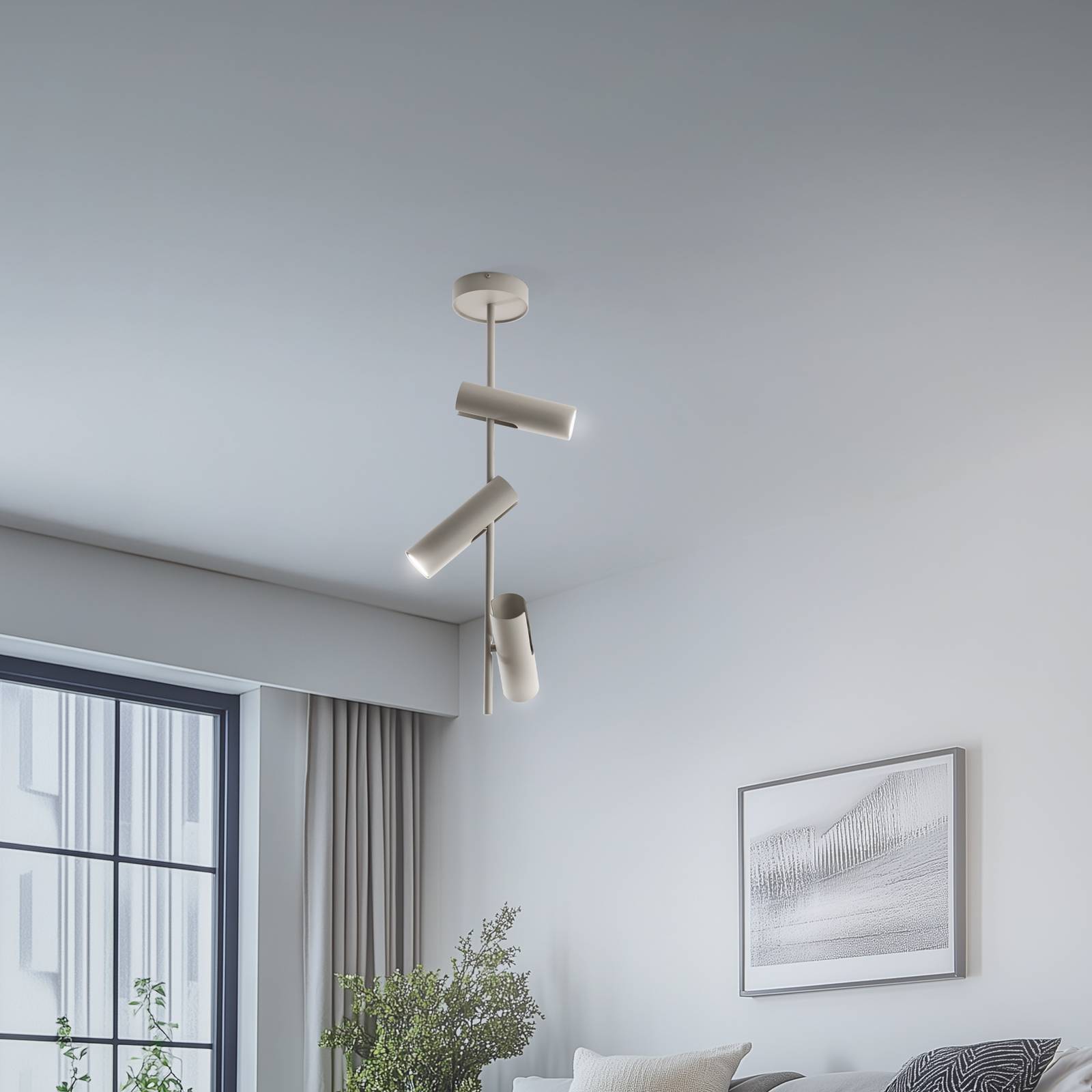 Deckenspot Leda 3, taupe, 3-flammig, Stahl, GU10, Höhe 76 cm günstig online kaufen