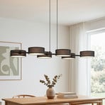 Hanglamp DRUMZ, zwart, lengte 100 cm, 6-lamps, textiel, E14