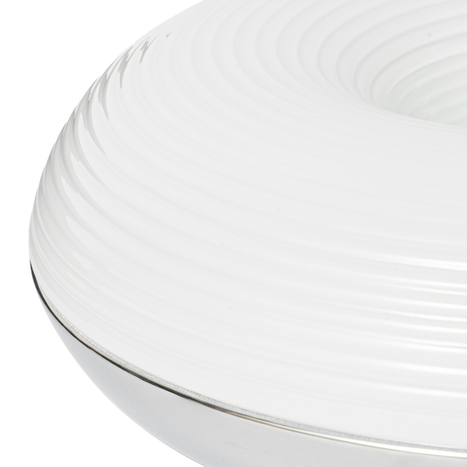 Lindby LED-Tischleuchte Fjora, weiß/chrom, Ø 30 cm, dimmbar