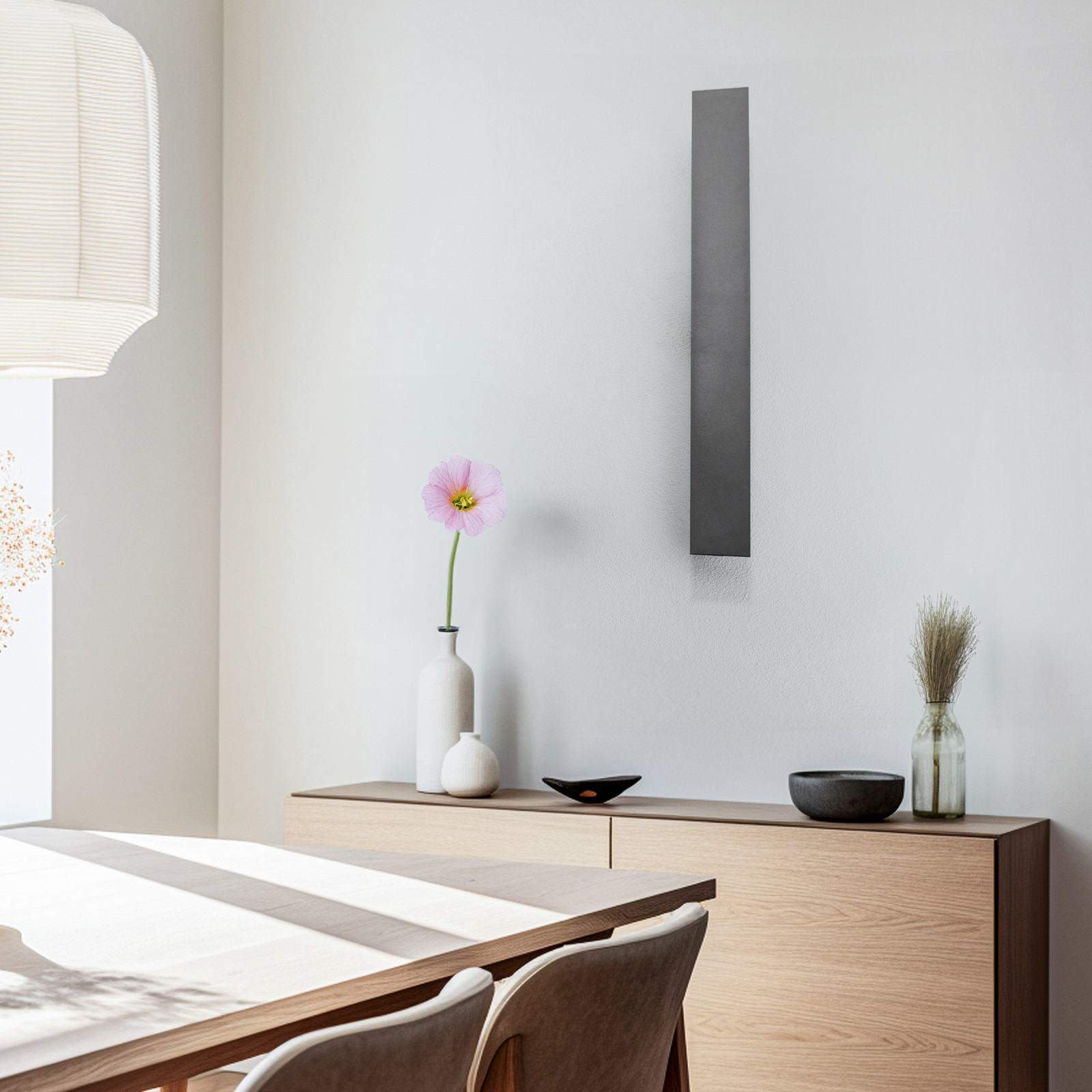 LED wall light Navi, black, height 100 cm, metal, 3,000 K
