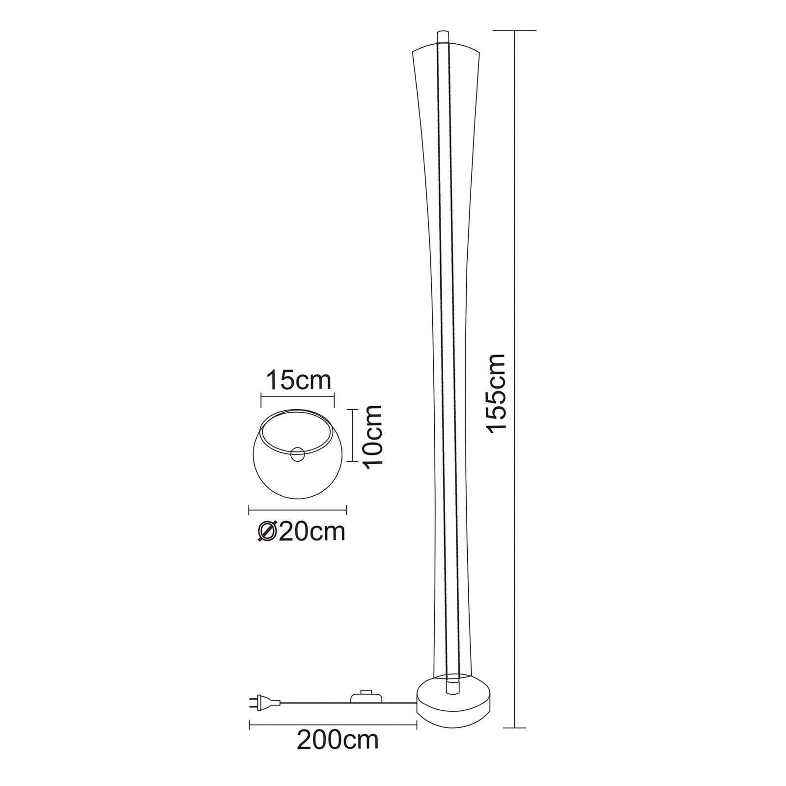 LED-gulvlampe Malinda, klar/antracitt, 155 cm høy, CCT
