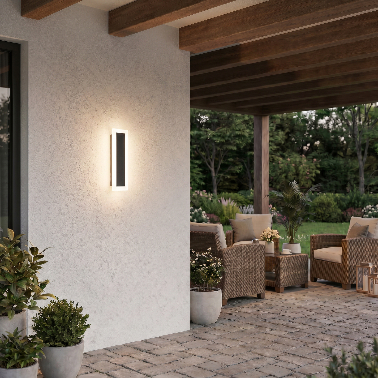 LED-Außenwandleuchte Wow, schwarz/weiß, Metall, IP54, CCT