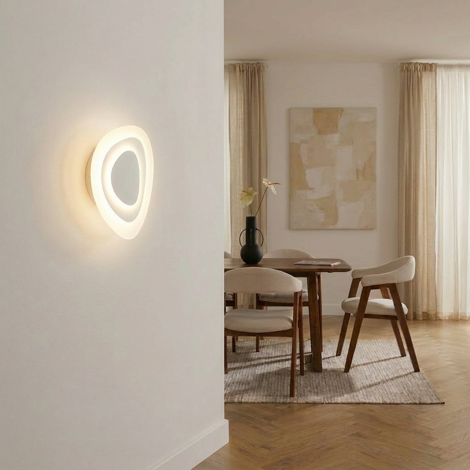 Delar LED wall light, dimmable, white, 25 x 25 cm, metal - Lindby