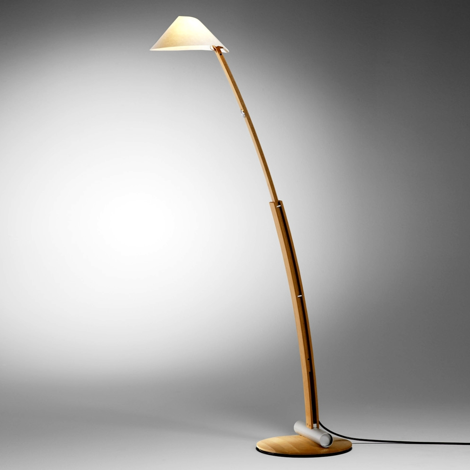 Domus Beautiful floor lamp Bolino, for Living / Dining Room, beech wood, aluminium, lunopal, G9, 60 W, energy efficiency: A++, H: 150 cm