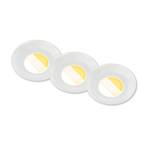 Klira LED recessed light, white, Ø 9 cm, IP44, set of 3