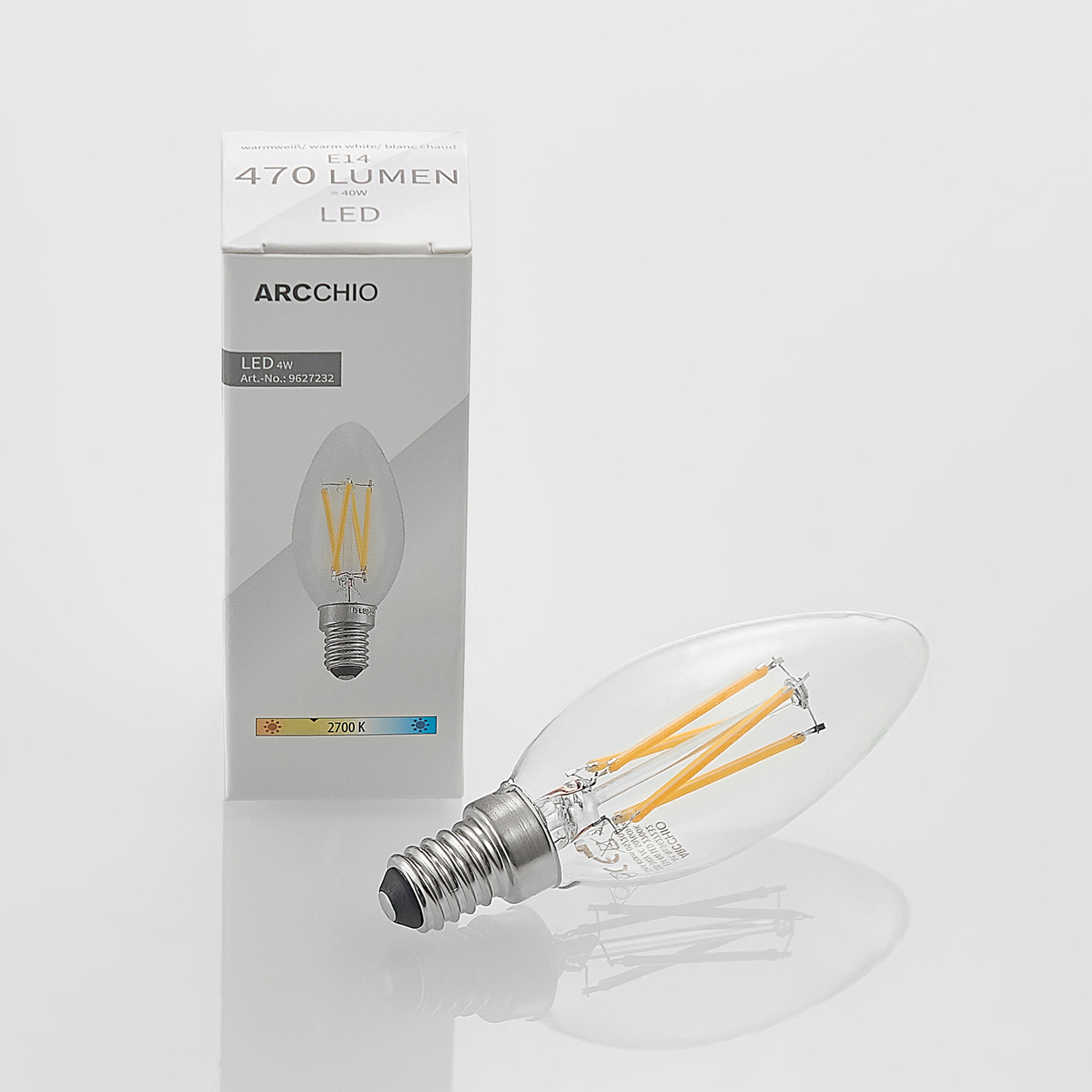 Filament LED bulb E14 4W 827 candle dimmable 3-set