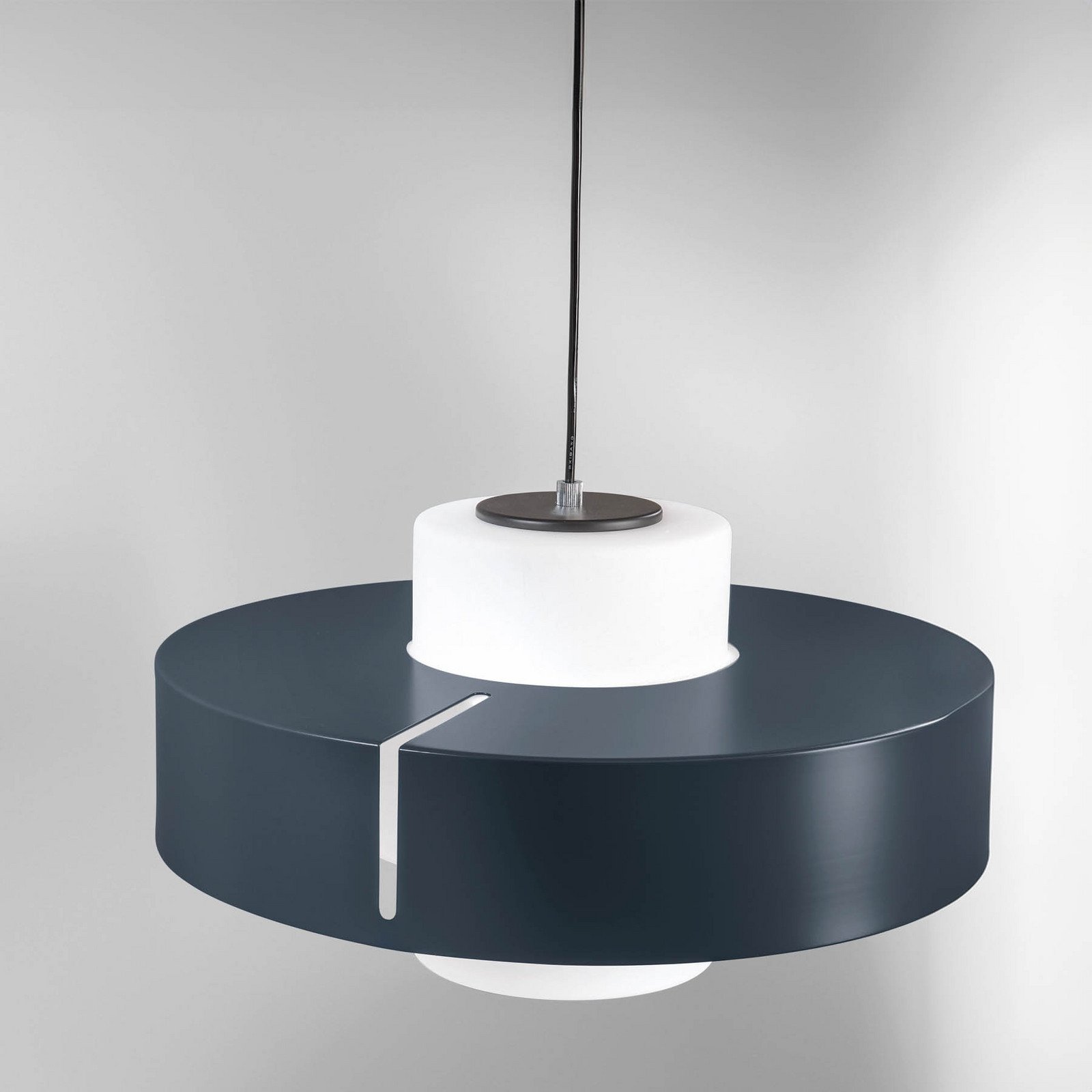 Fabas Luce Lampă suspendată Loto negru Ø 45 cm metal sticlă E27 - Camera de zi / sufragerie - negru alb