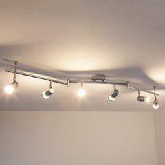 Lámpara de techo Lindby Arminius, 6 luces, 120 cm, color cromo