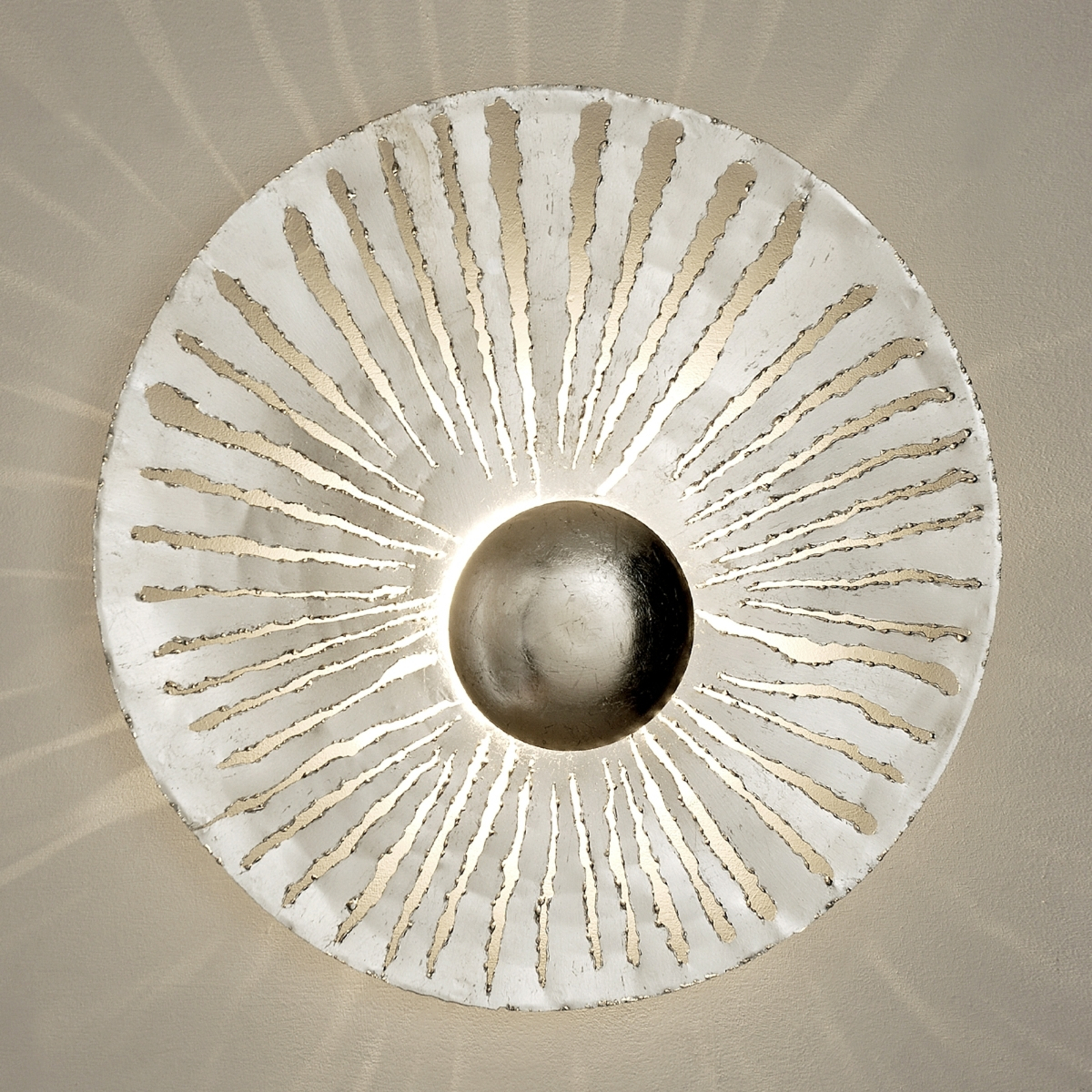 LED-vegglampe Pietro, rund form, sølv