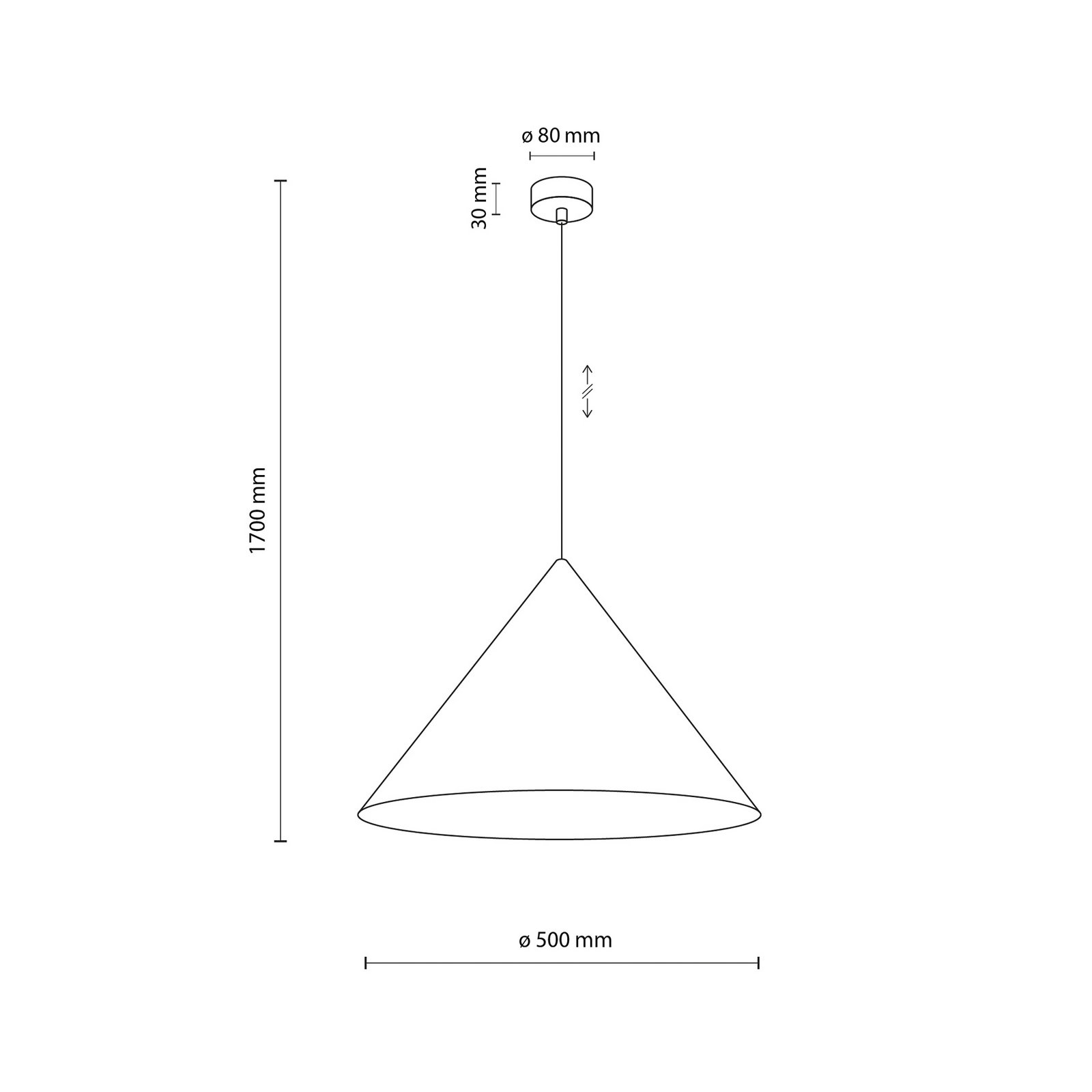 Cono pendant light, 1-bulb, Ø 50 cm, mint, E27