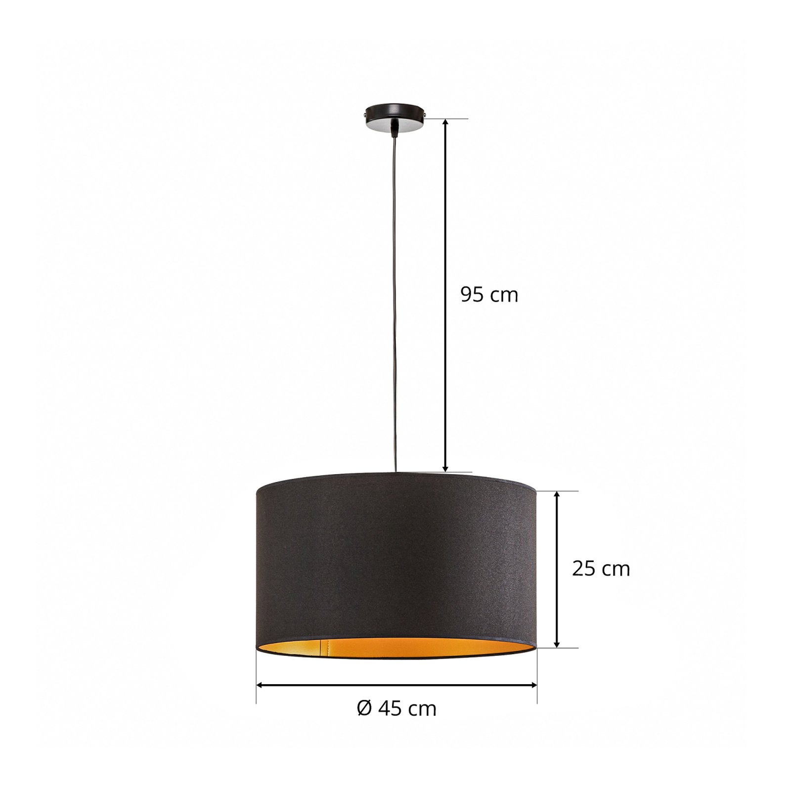 Euluna Roller hanglamp binnen goud buiten zwart