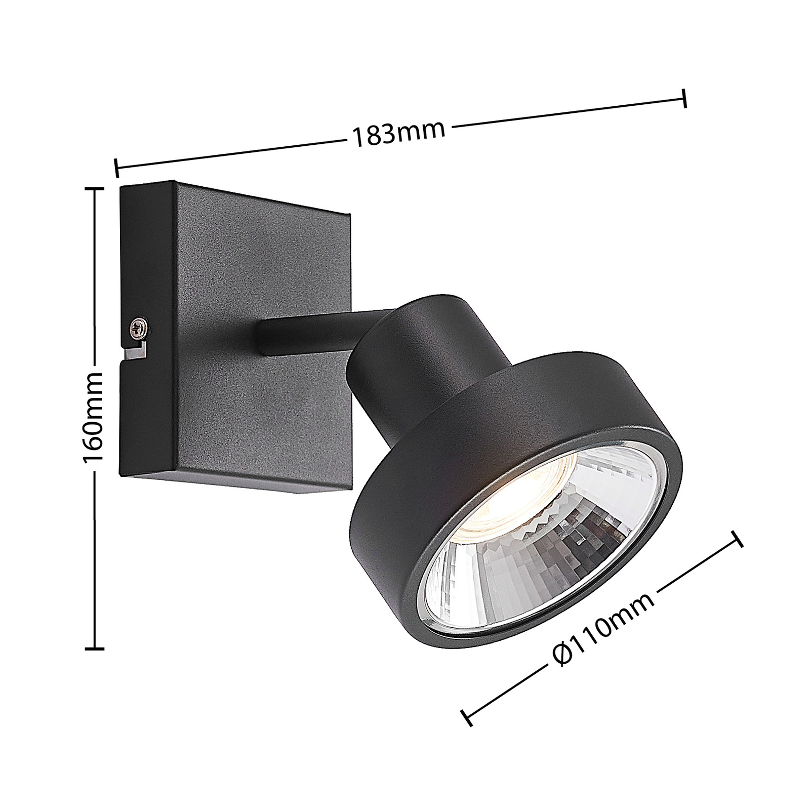 Lindby Ignacio lampa sufitowa 1-punktowa czarna