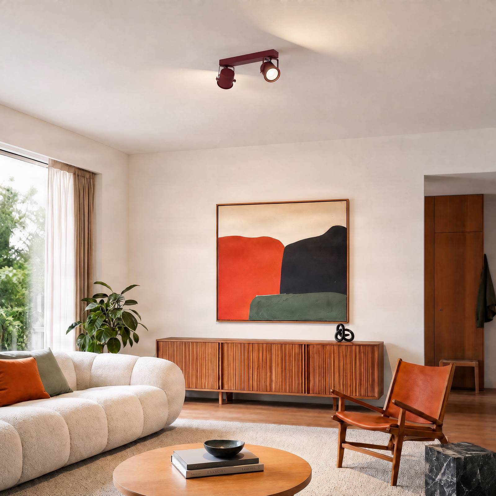 Argon Plafondspot Canico, 2-lamps, rood