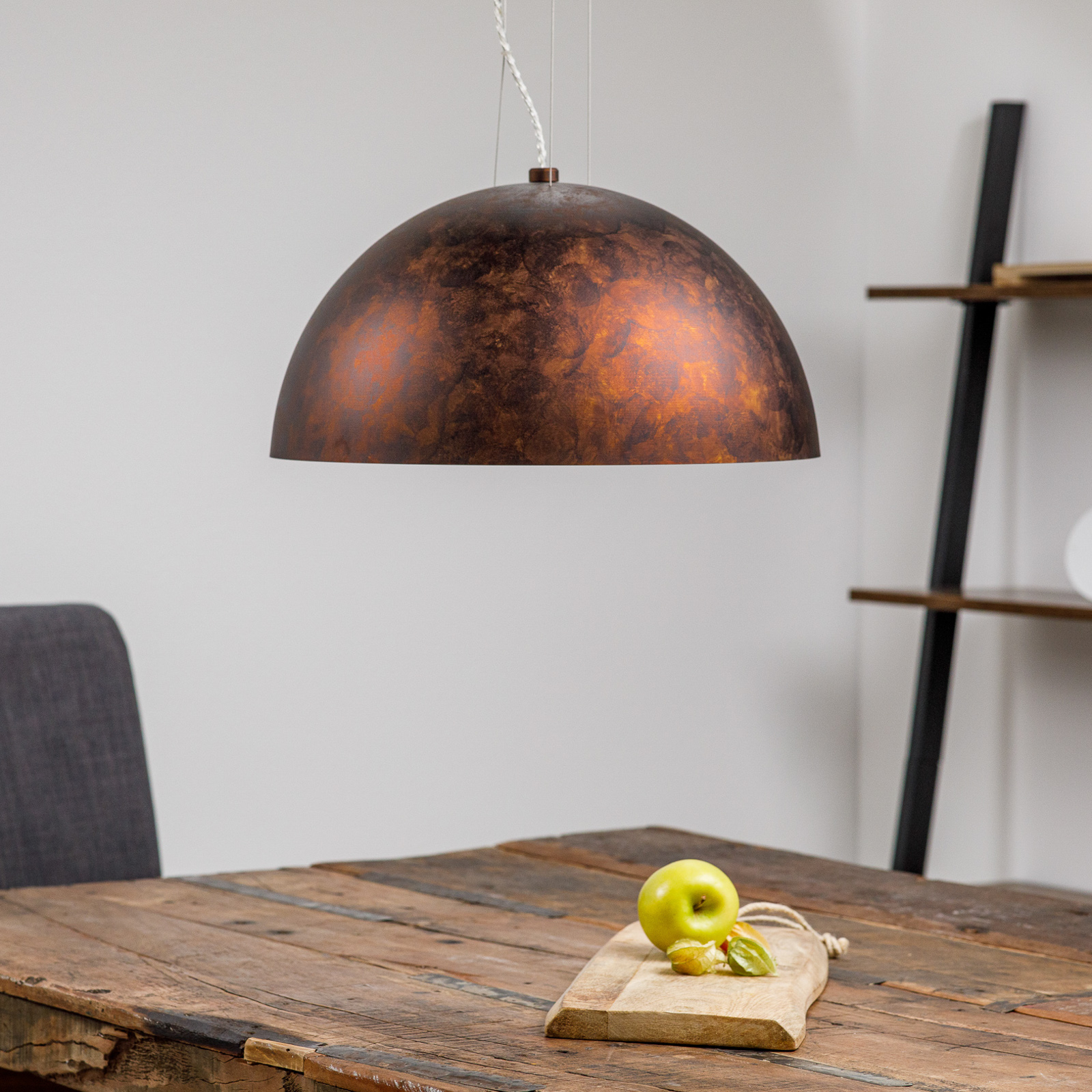 BRAGA Half-shell-shaped pendant light Dune 2, for Living / Dining Room, metal, copper film, E27, 70 W, energy efficiency: A++, H: 20 cm