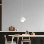 Suspension Nola Hide, blanche, Ø 17 cm, aluminium/verre, G9