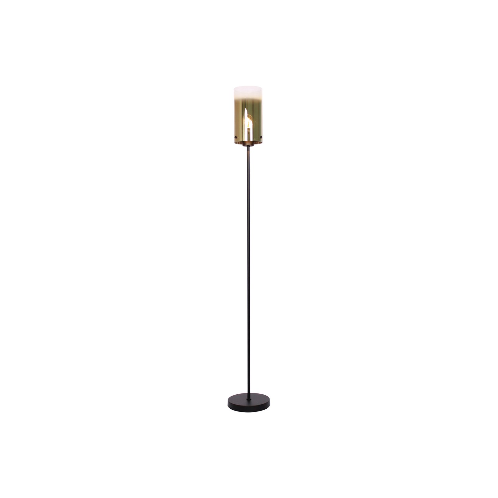 Lampadaire Ventotto, noir/or, hauteur 165 cm, métal/verre