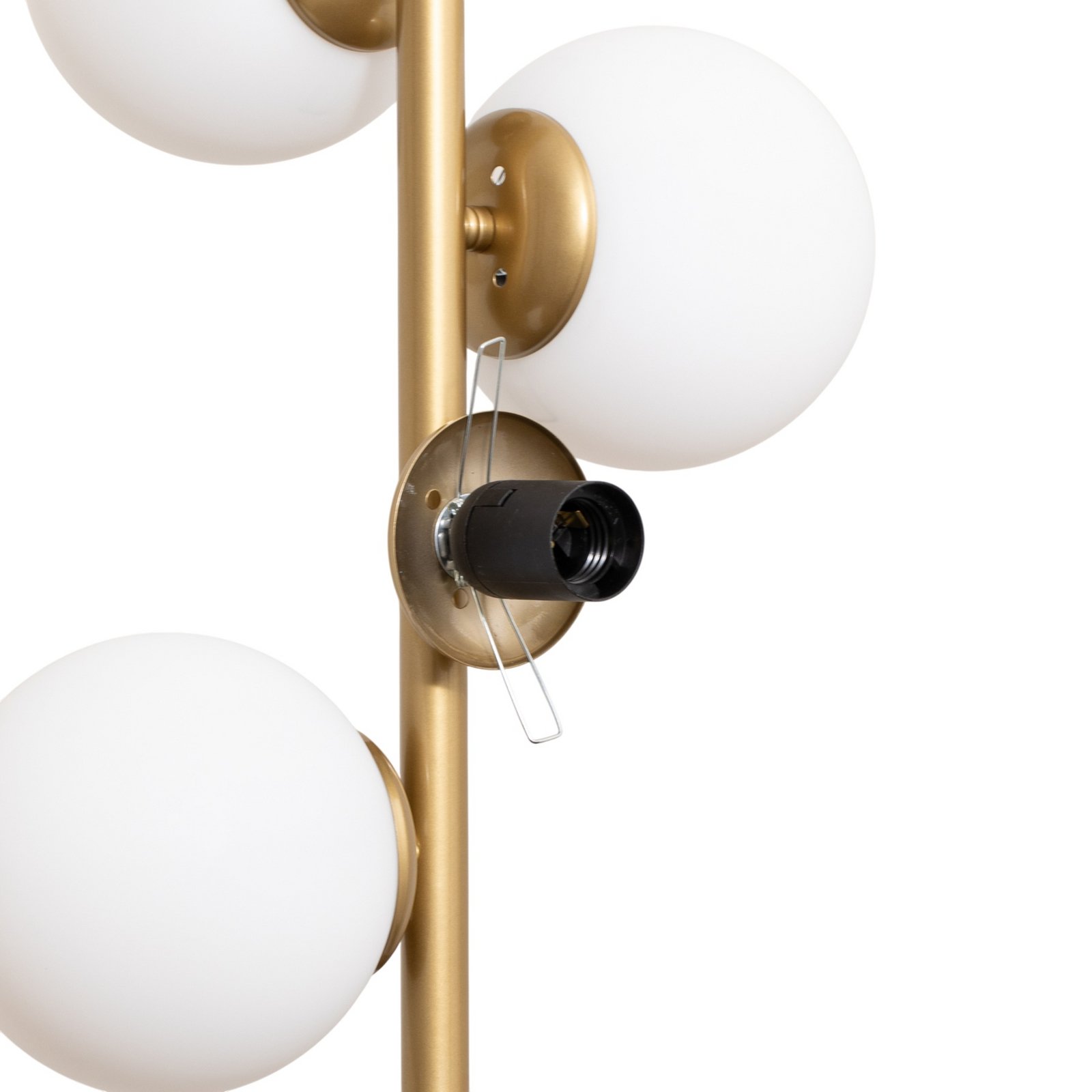 Lampe sur pied Faze, dorée, verre, 130 cm, à 4 lampes, E27