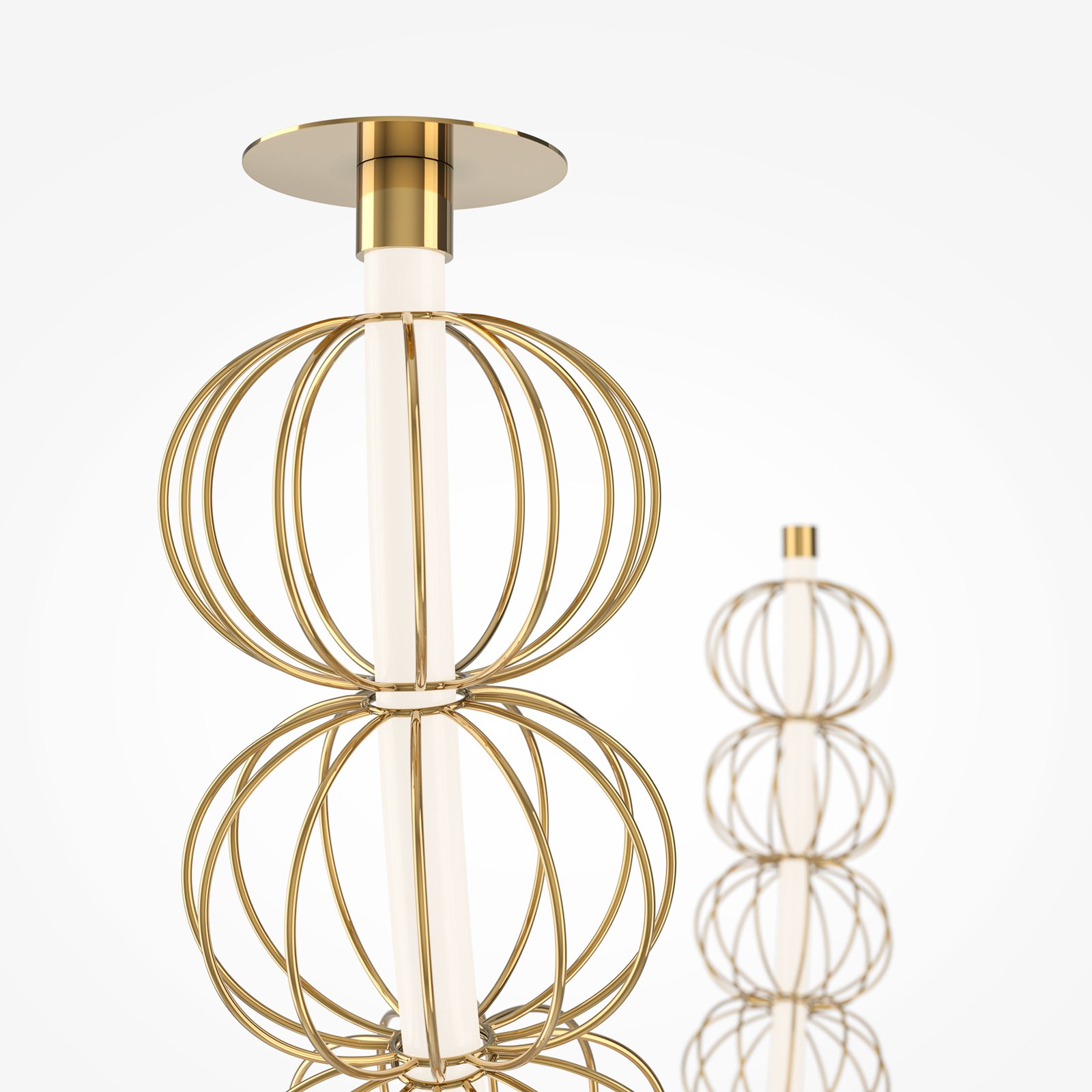 Maytoni LED pendant light Golden Cage, 2-piece, height 84 cm