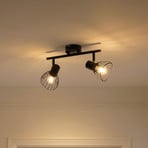 Lampa sufitowa Lindby Piena, czarna, 2-punktowa, metal, 39cm