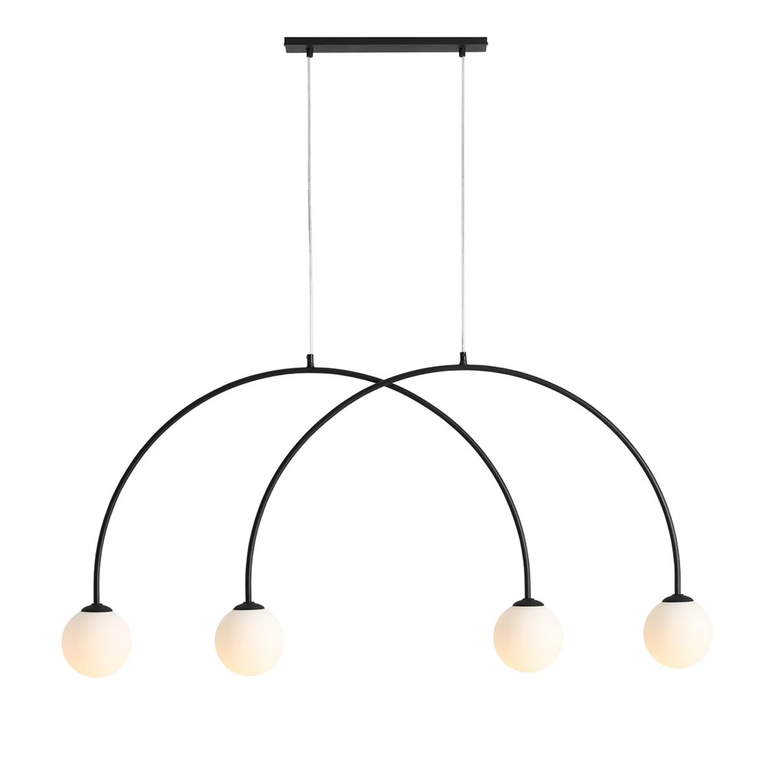 Alison lógó lámpa, fekete-fehér, 4 izzós, íves, 129 cm
