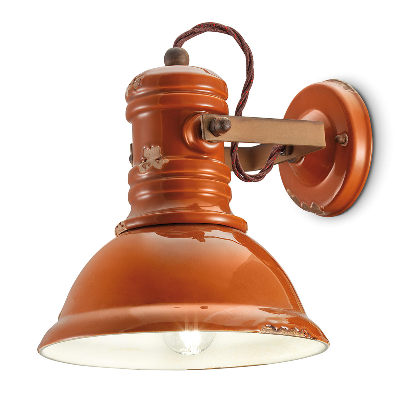 Keramik-Wandlampe C1693 im Industrie-Stil orange