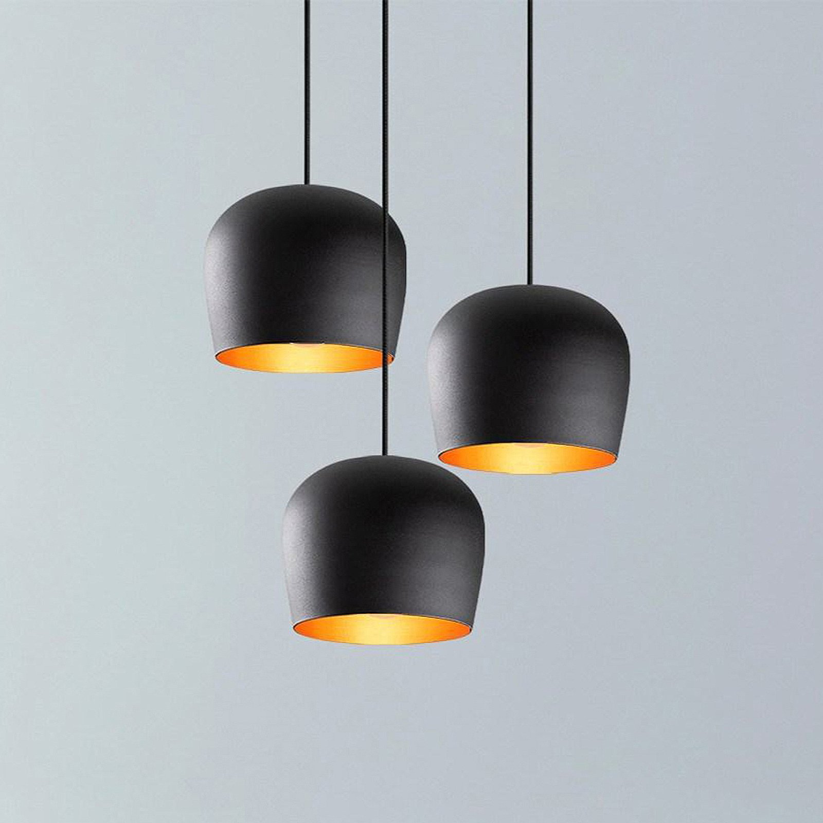 Suspension Berceste N-1413, noir, métal à 3 lampes rond