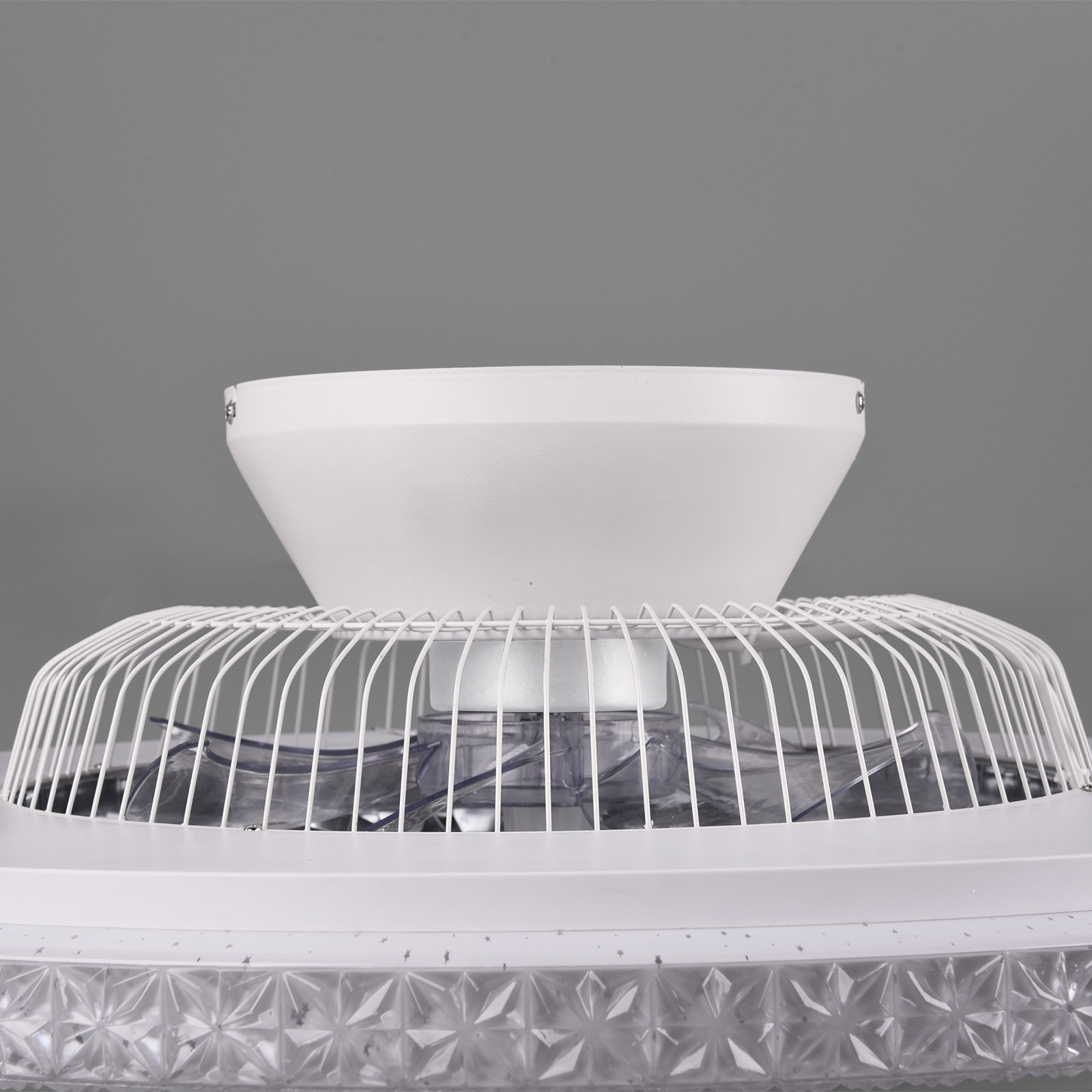 Ventilatore a pale LED Harstad, telaio cristallo