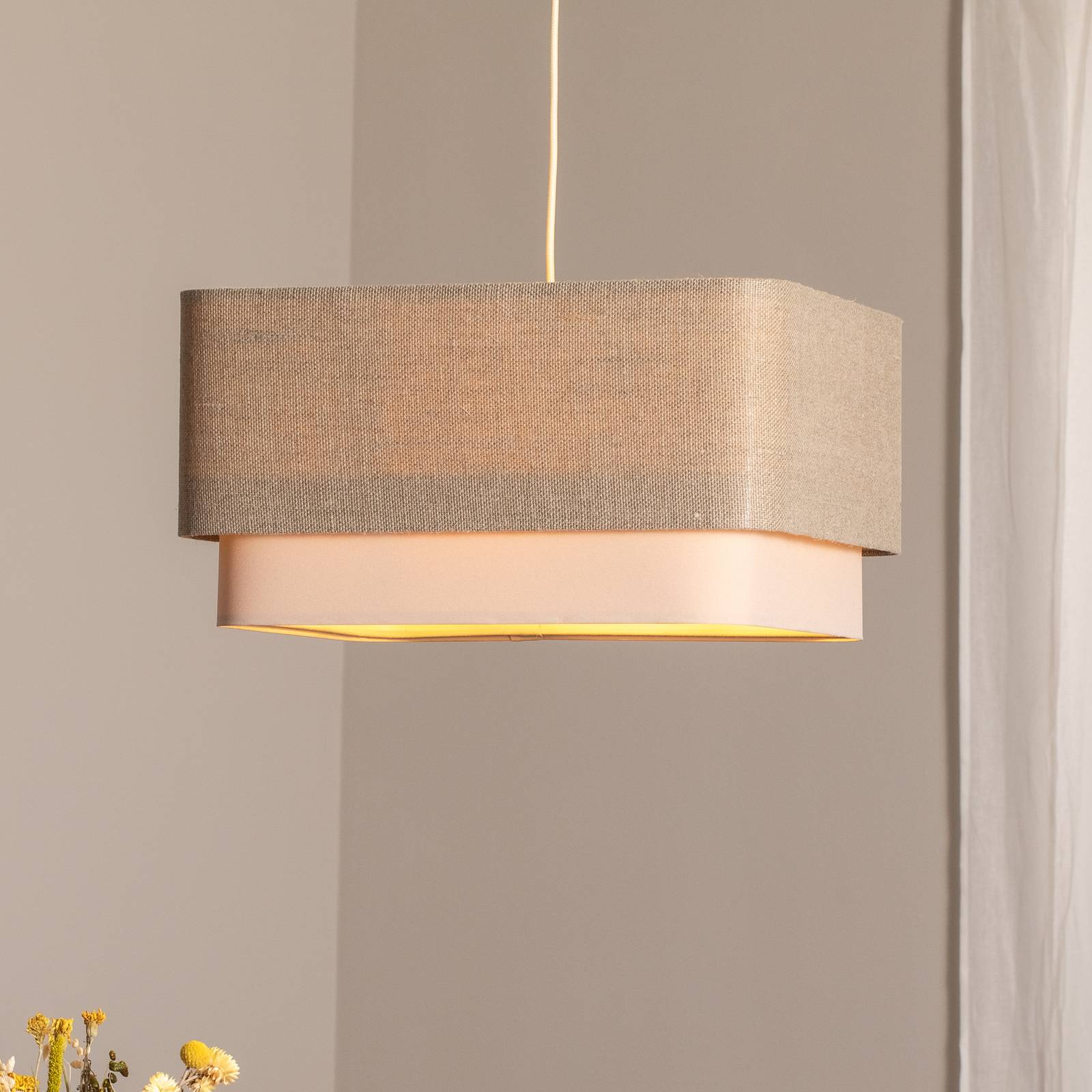Maco Design Suspension Kwadro Duo, crème/beige, 50x50cm, lin