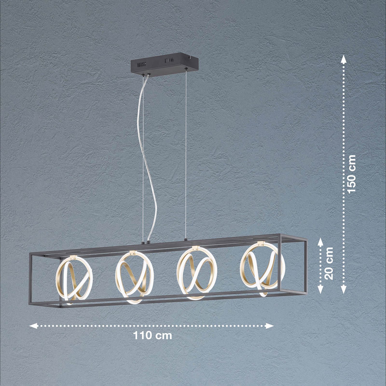 LED-Hängeleuchte Gisi, CCT, dimmbar, 4fl