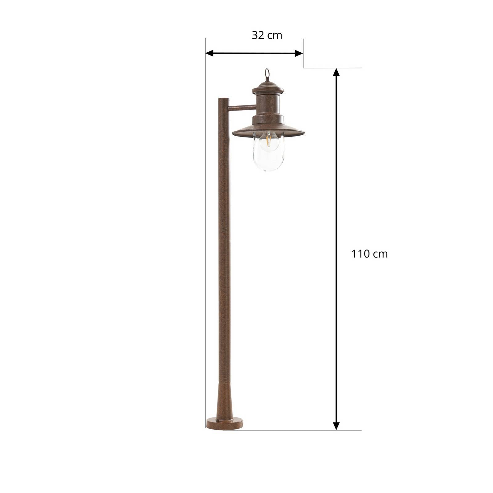Lindby Słupek oświetleniowy Eloretta, rdza, 110 cm, stal, IP44, E27