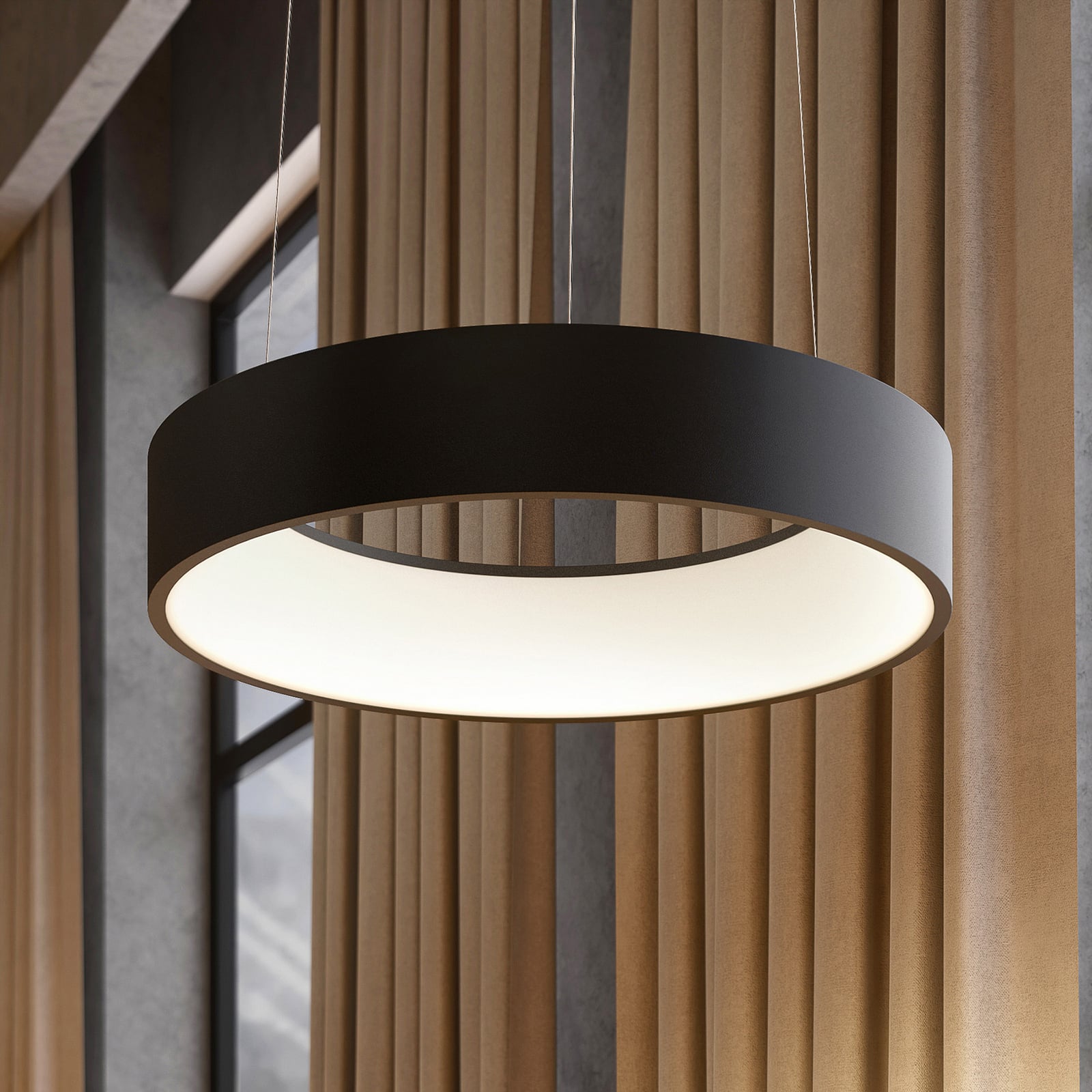 Aleksi LED viseća lampa, Ø45 cm, crna, metal, CCT - Arccio