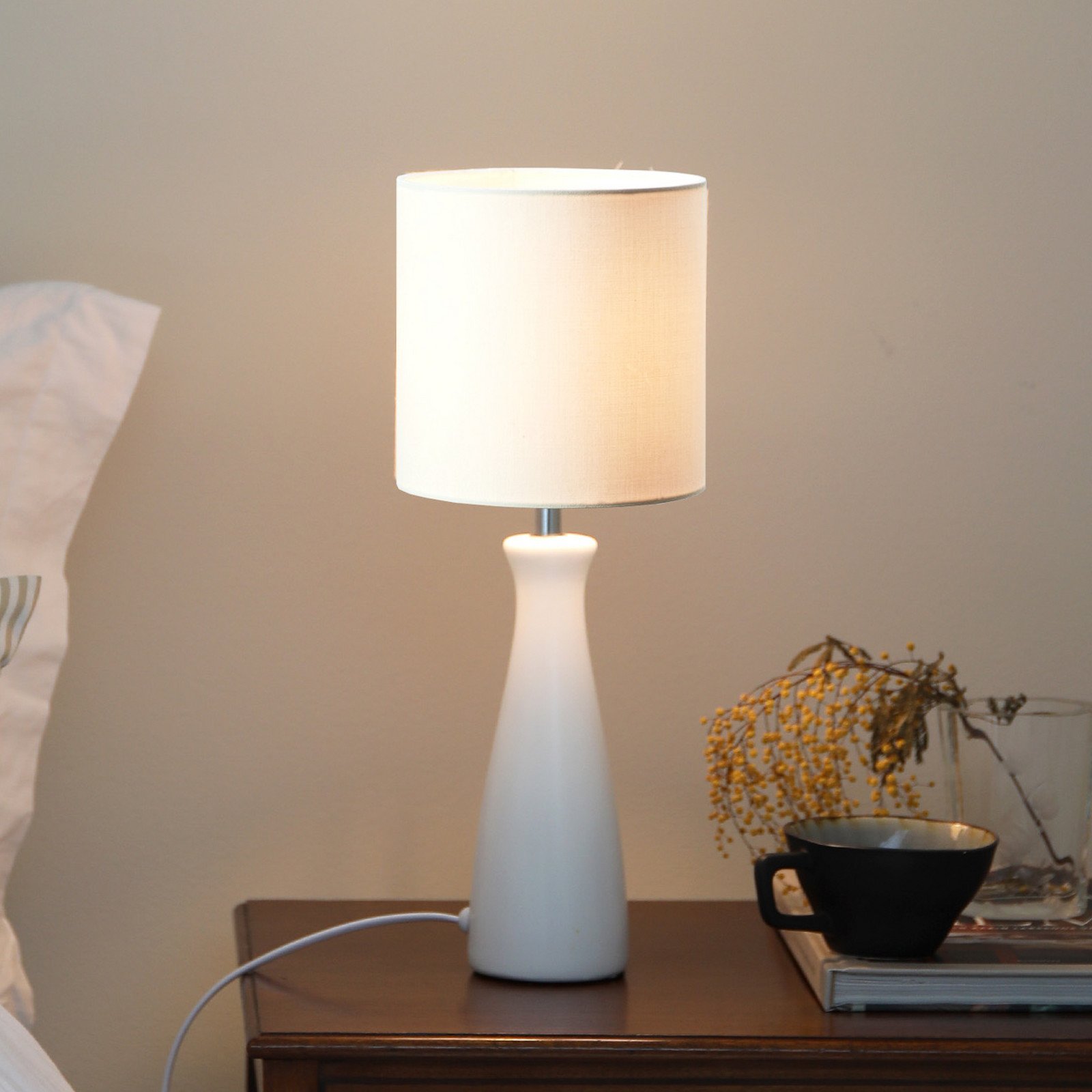 Markslöjd Lampă de masă Birillo alb textil/ceramică E14 - Camera de zi / sufragerie - Modern