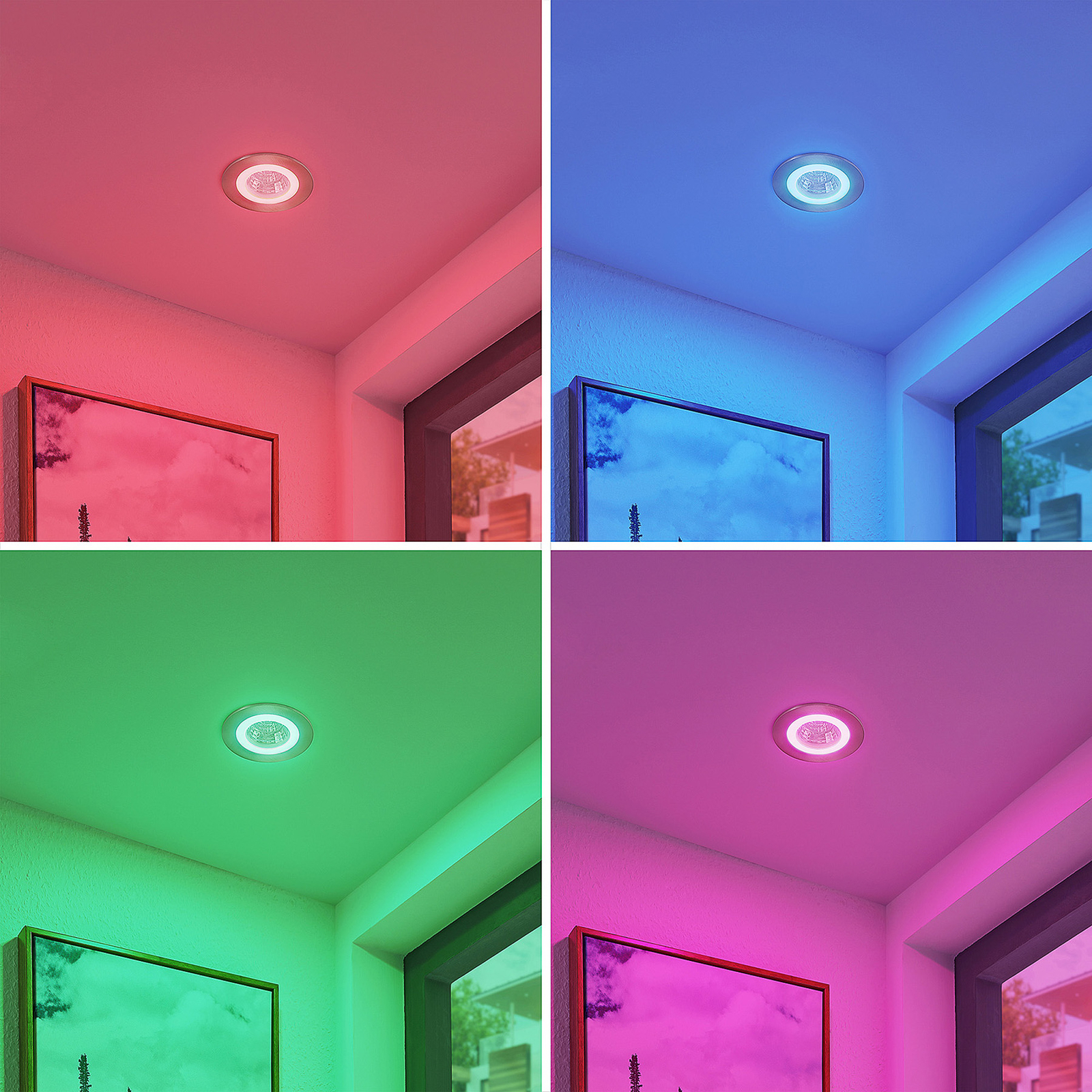 Lindby Noor LED-inbyggnadsspot RGBW, nickel