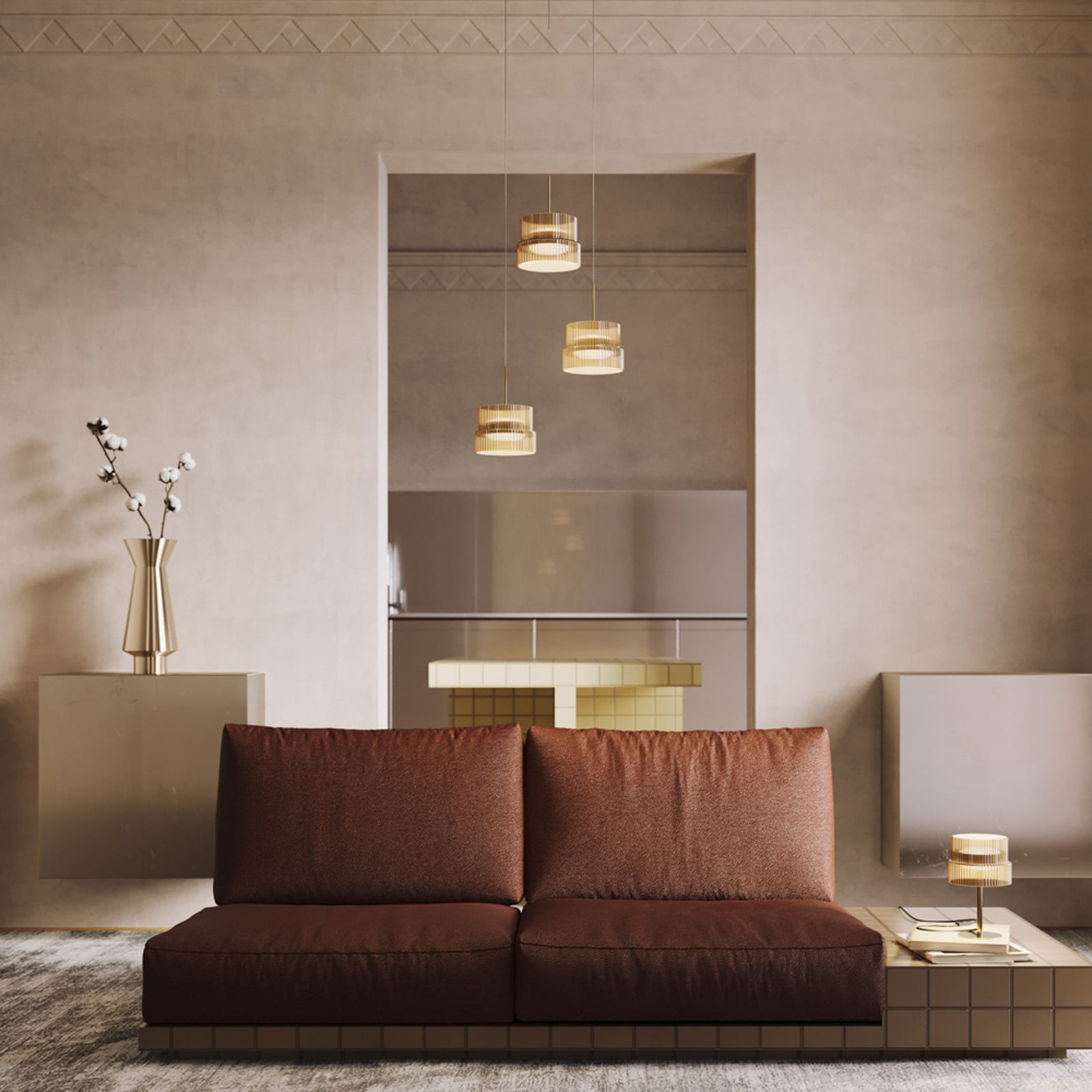LED-bordlampe SCALA, brun/bronze, højde 24 cm, glas, dæmper LED-bordlampe SCALA, brun/bronze, højde 24 cm, glas, dæmper