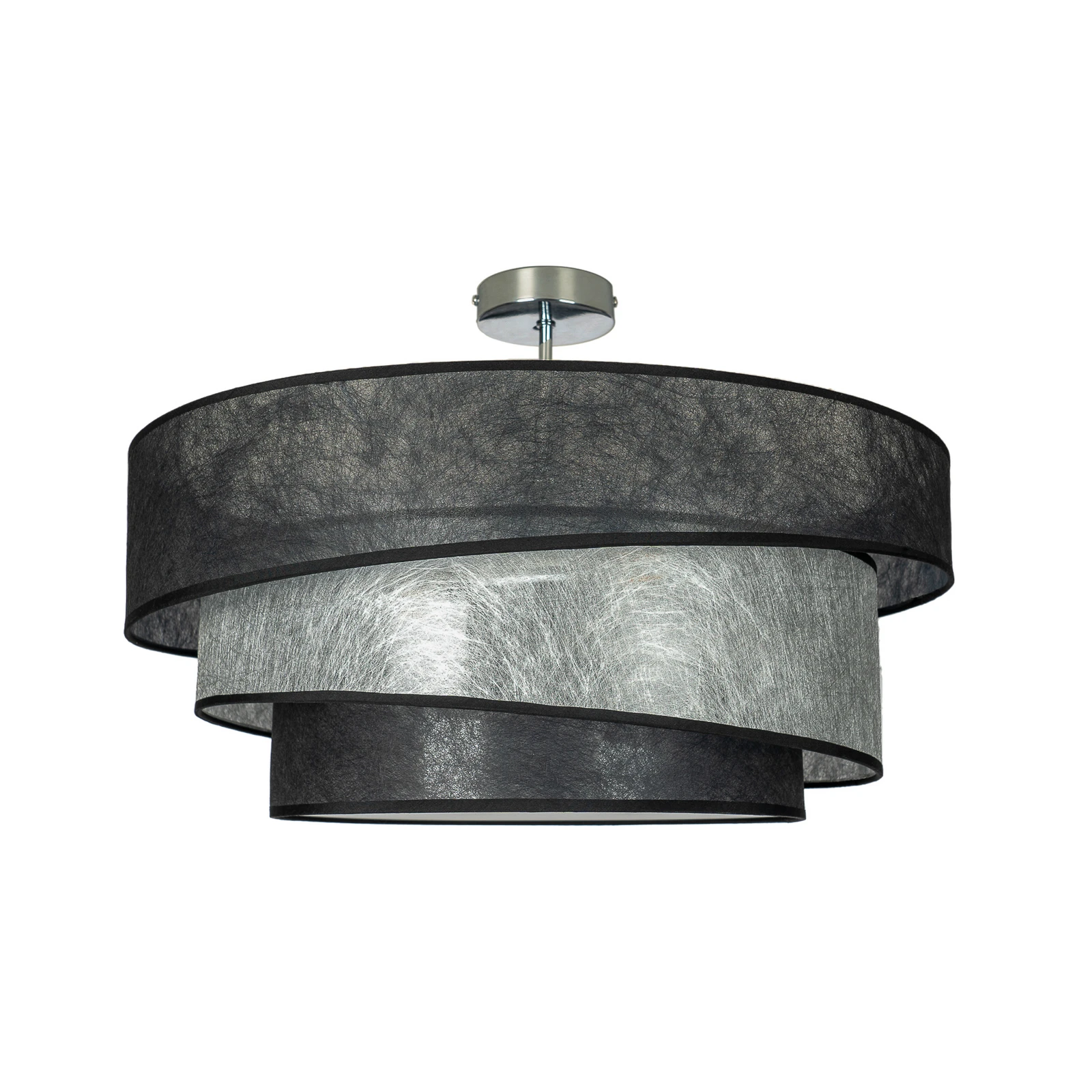 Lindby griestu lampa „Ayvira“, melna/sudraba, audums, 56 cm, E27