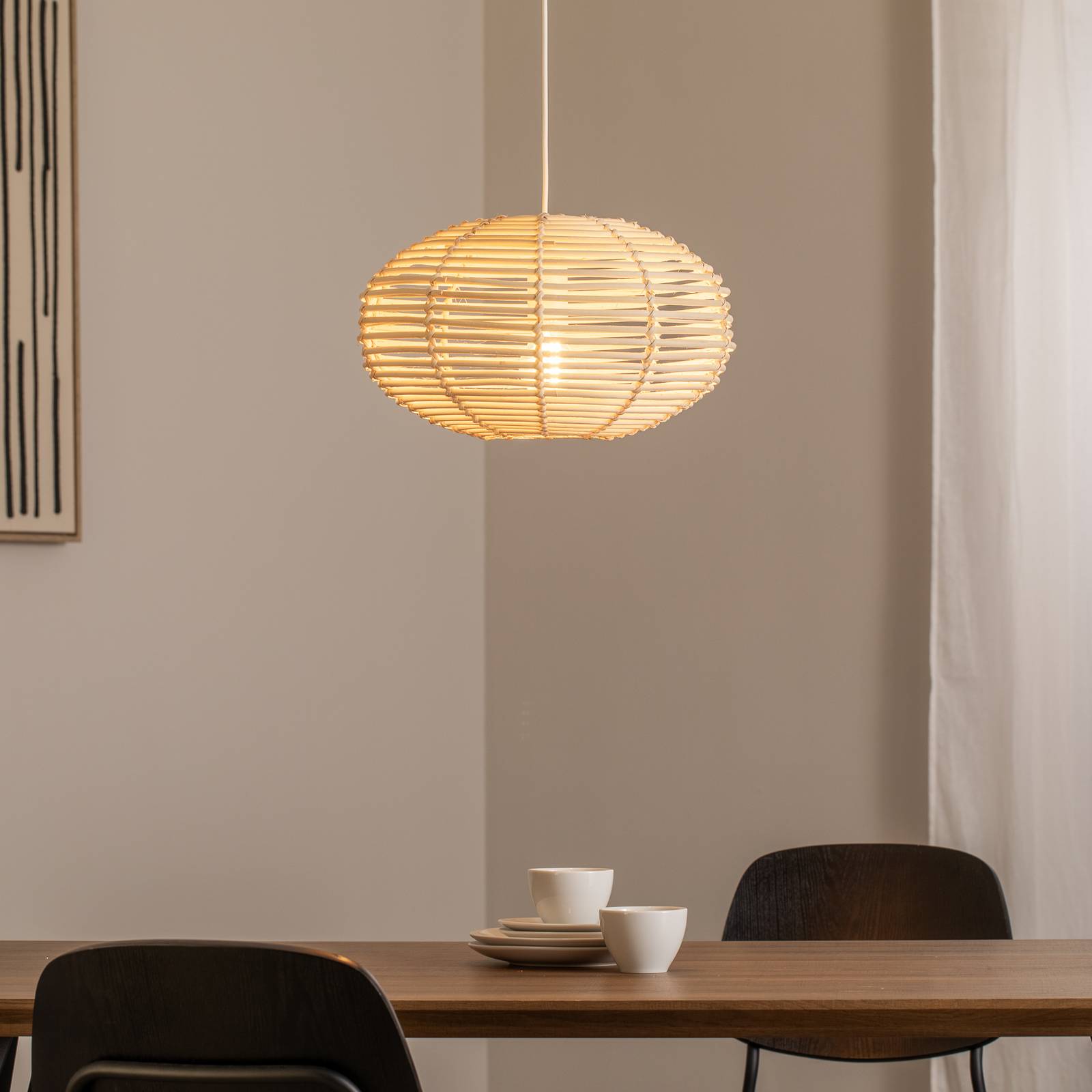 Hängeleuchte RATTAN, Ø 40 cm, naturbraun, Rattan, E27 günstig online kaufen