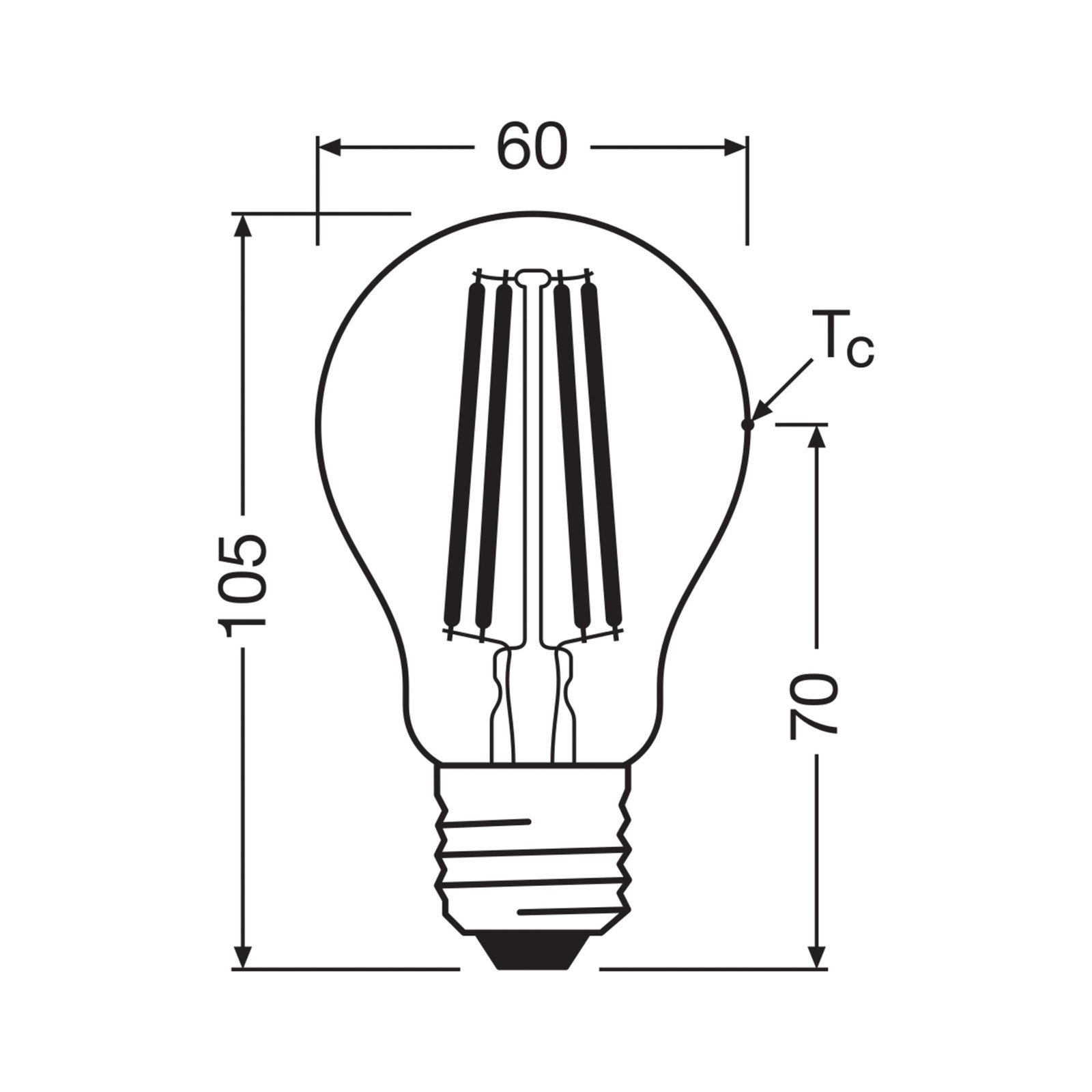 OSRAM LED traditional light bulb E27 2.2W Filament 4,000K 470lm 2-pack