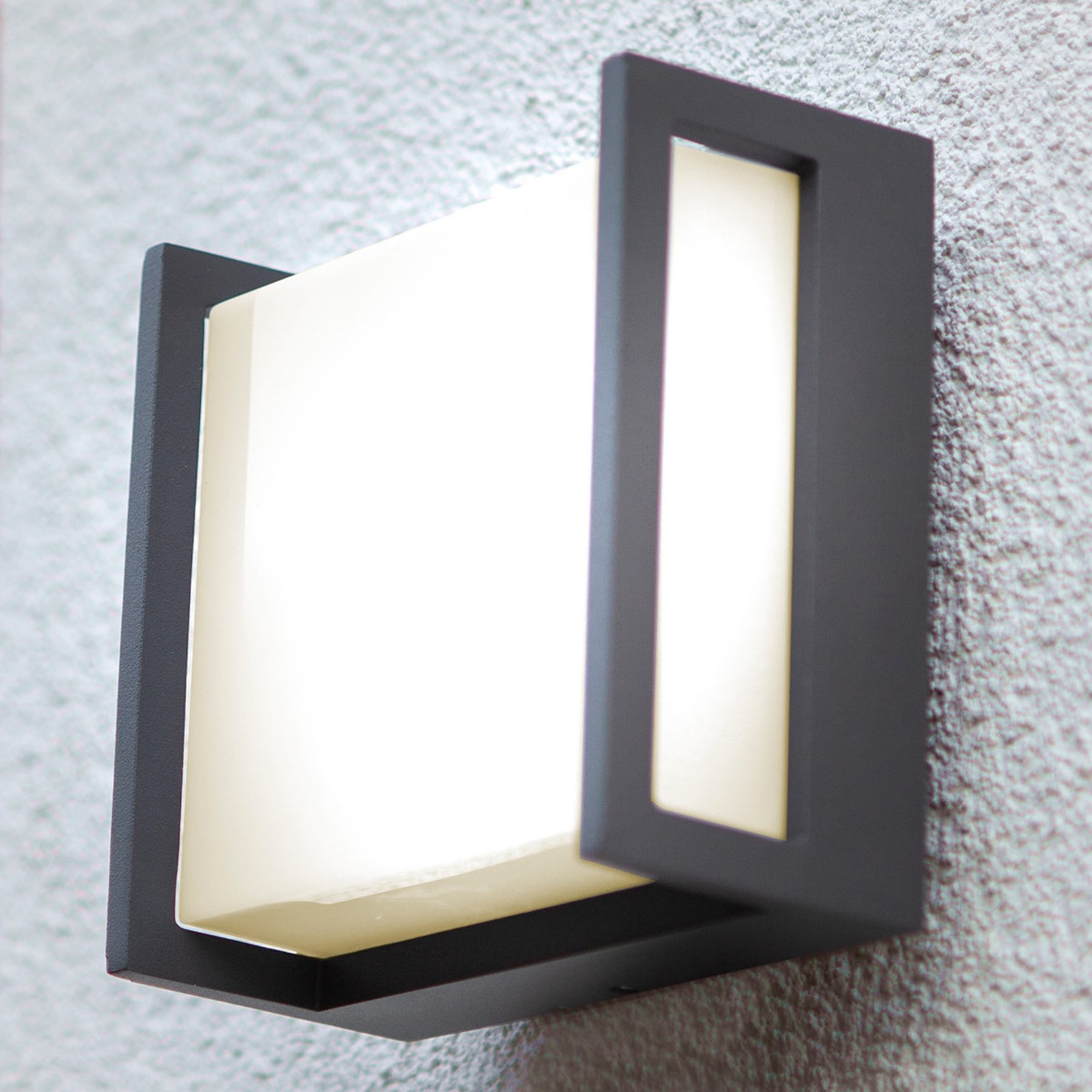 Candeeiro de parede exterior LED Qubo, 14cm x 14cm