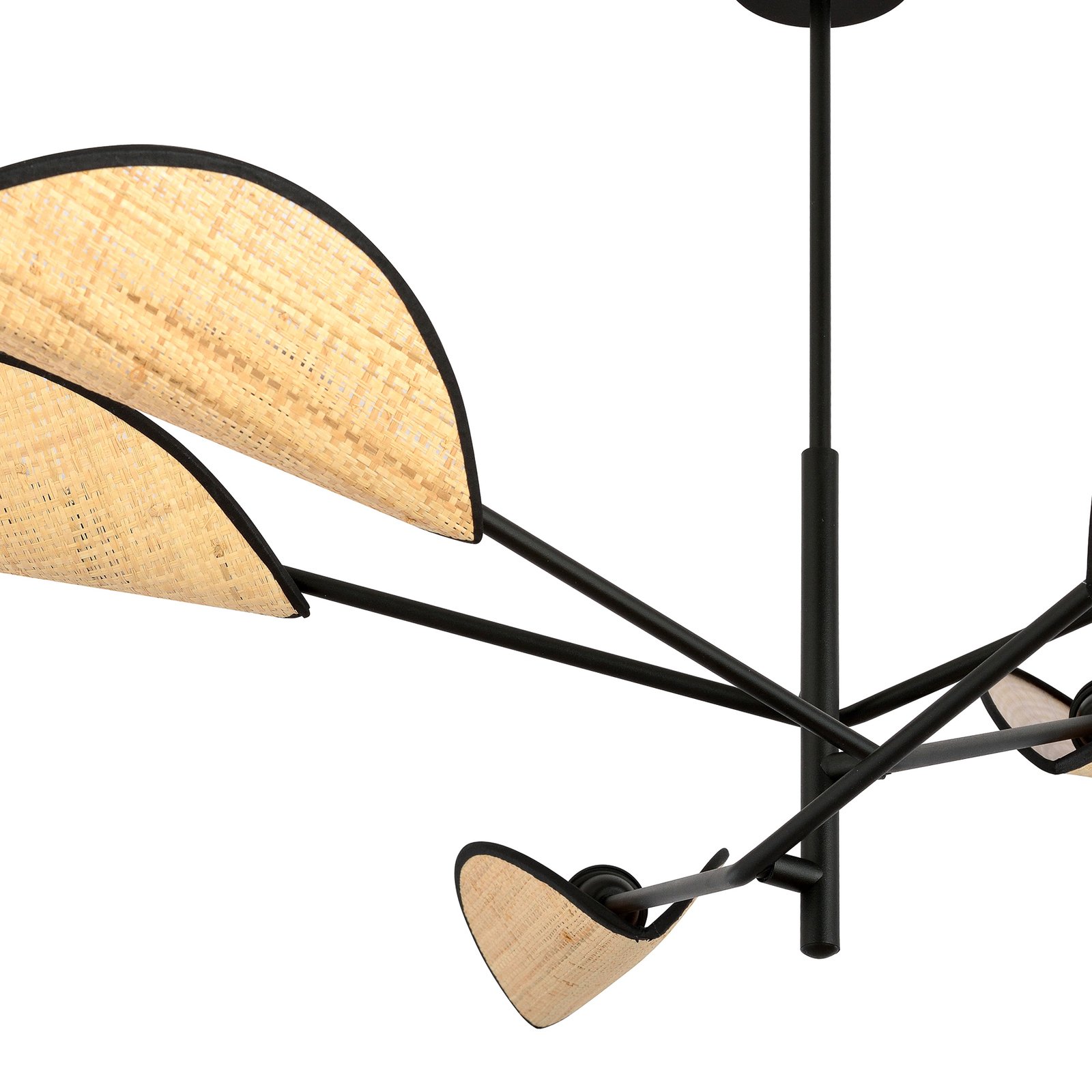 Hanglamp Vene, zwart/rotanoptiek, 6-lamps